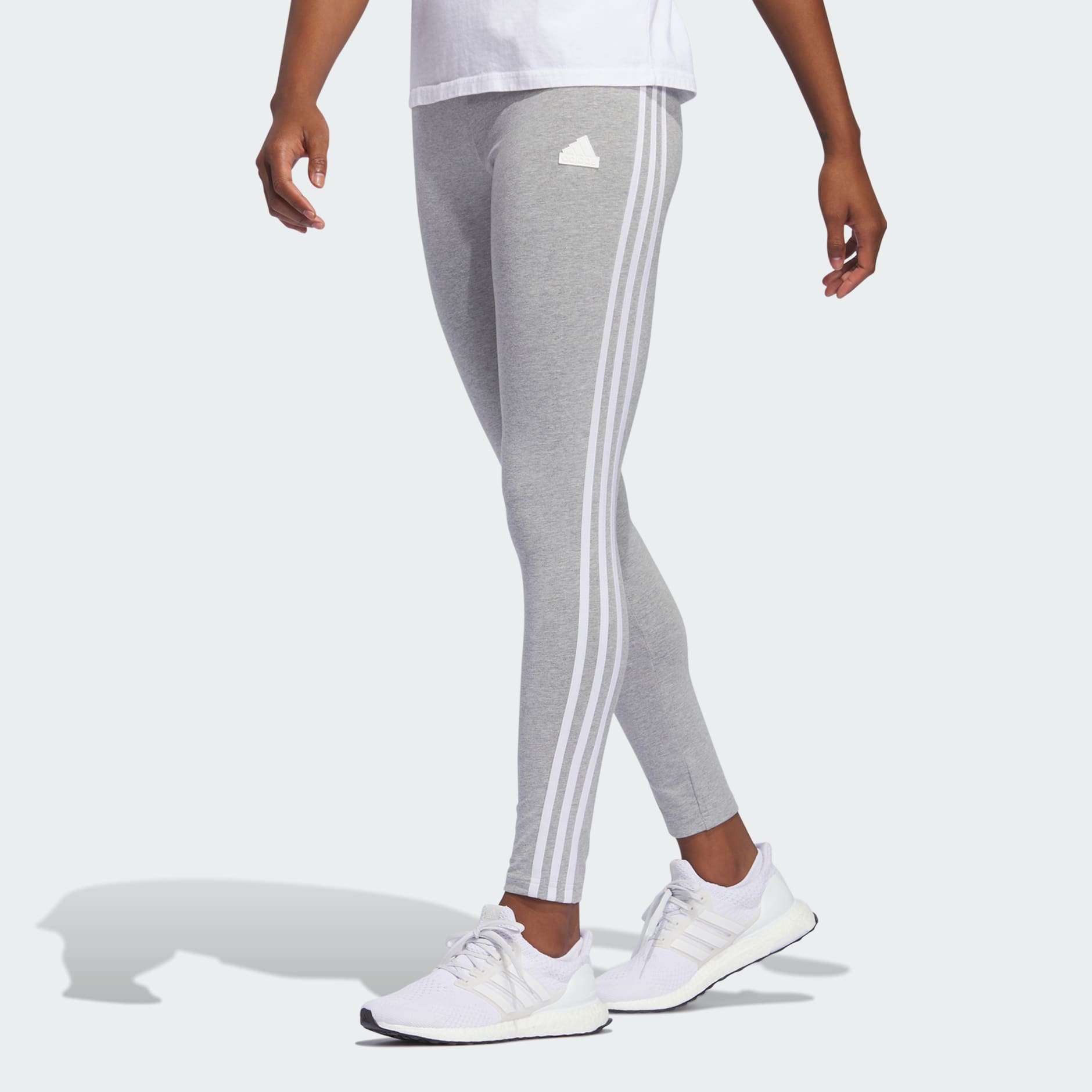 adidas Originals Women's 3 Stripes Tights, Medium Grey Heather/White, XS at   Women's Clothing store