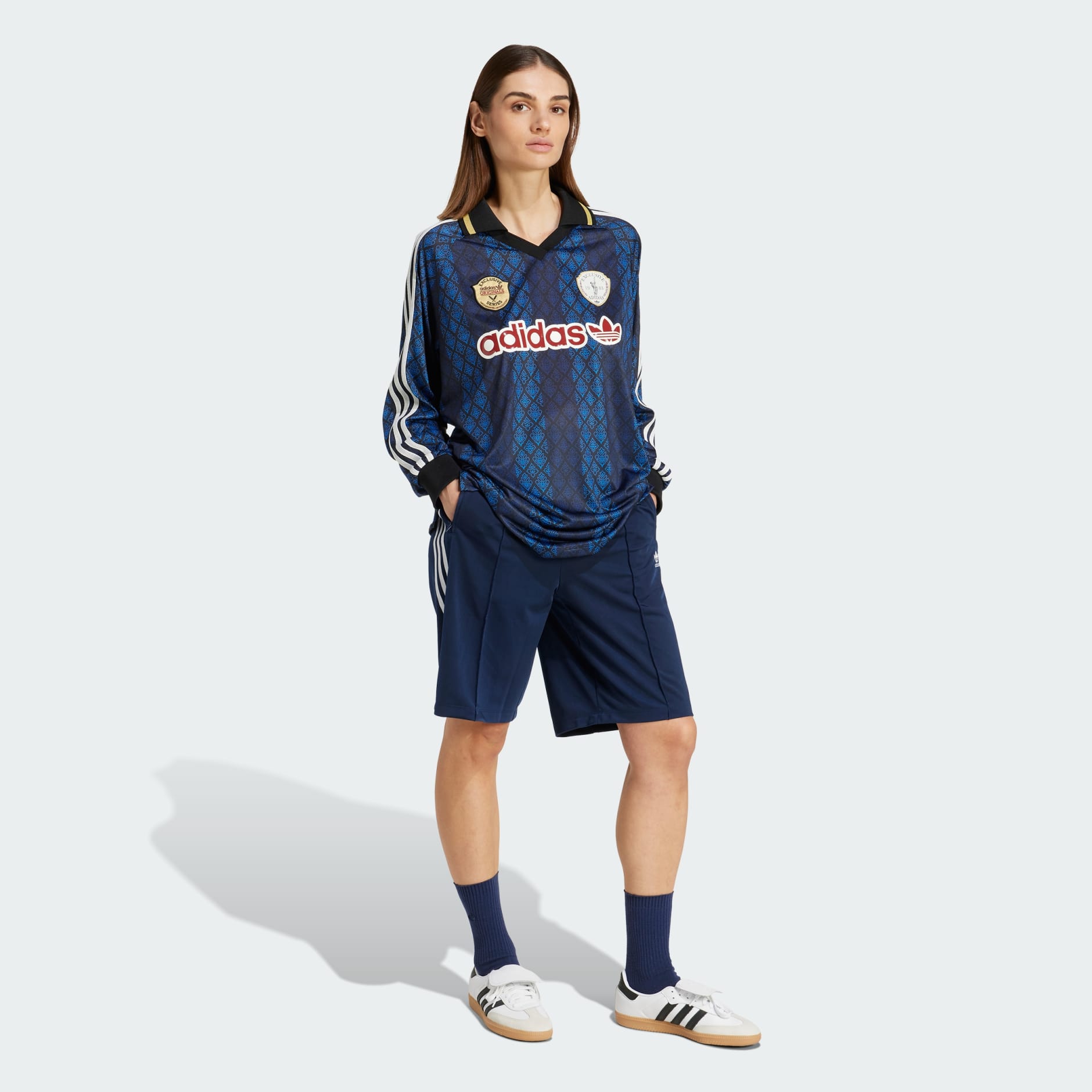adidas Adicolor Firebird Long Shorts - Blue | adidas UAE