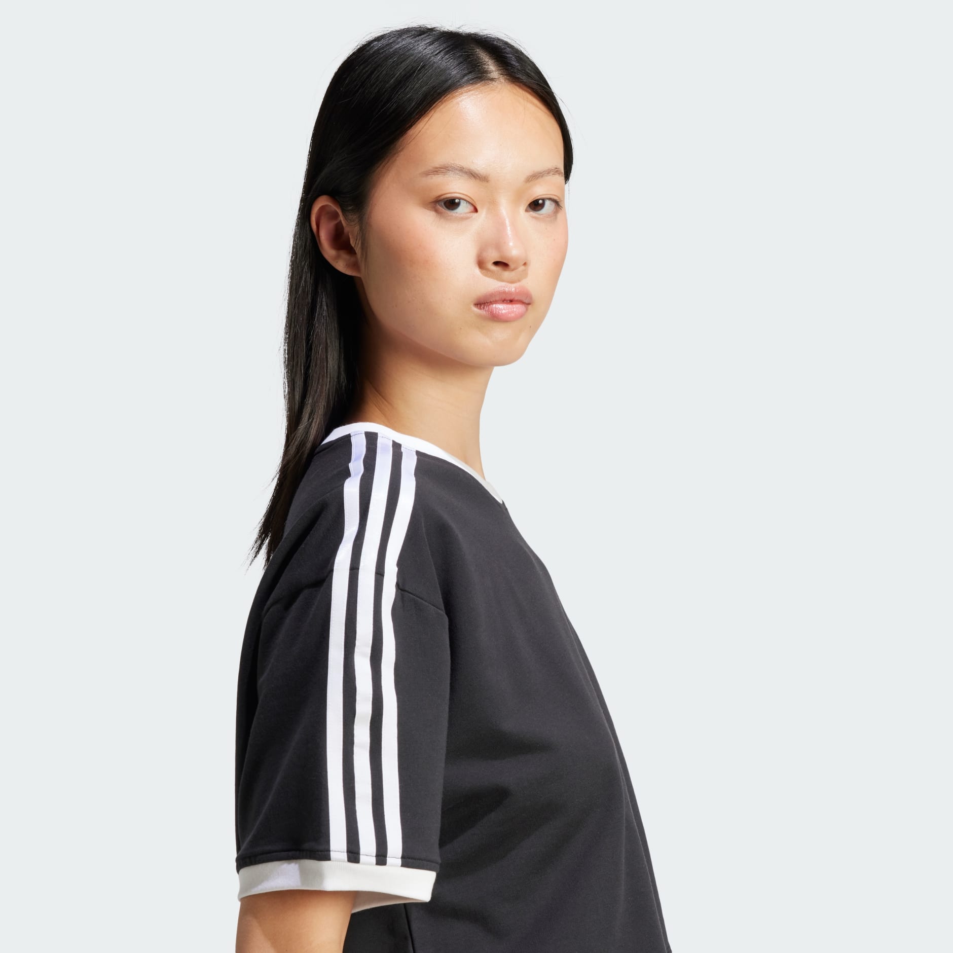adidas Adicolor 3-Stripes Loose Crop Tee - Black | adidas TZ