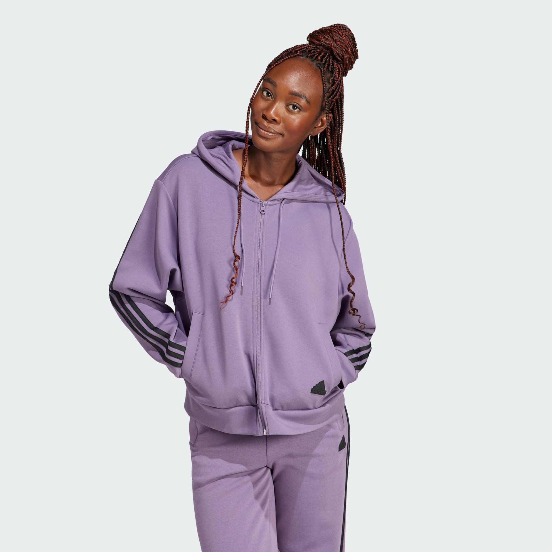 adidas Future Icons 3-Stripes Full-Zip Hoodie - Purple | adidas LK