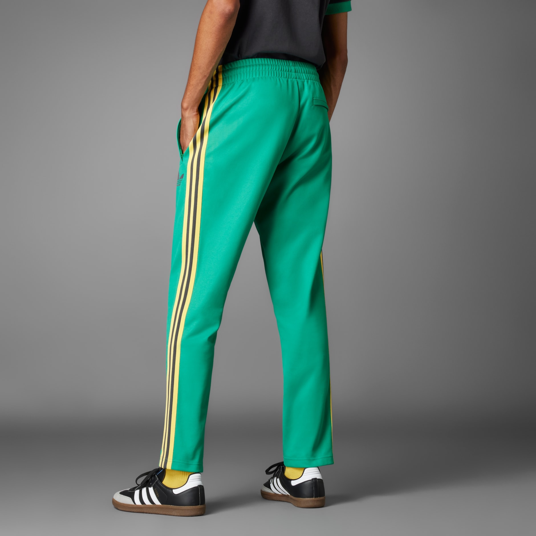 adidas Originals retro beckenbauer track pants in green and yellow