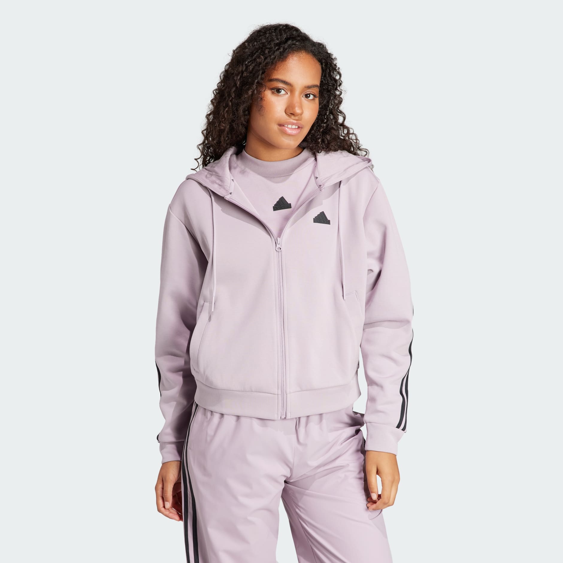 adidas Future Icons 3-Stripes Full Zip Hoodie - Purple | adidas UAE