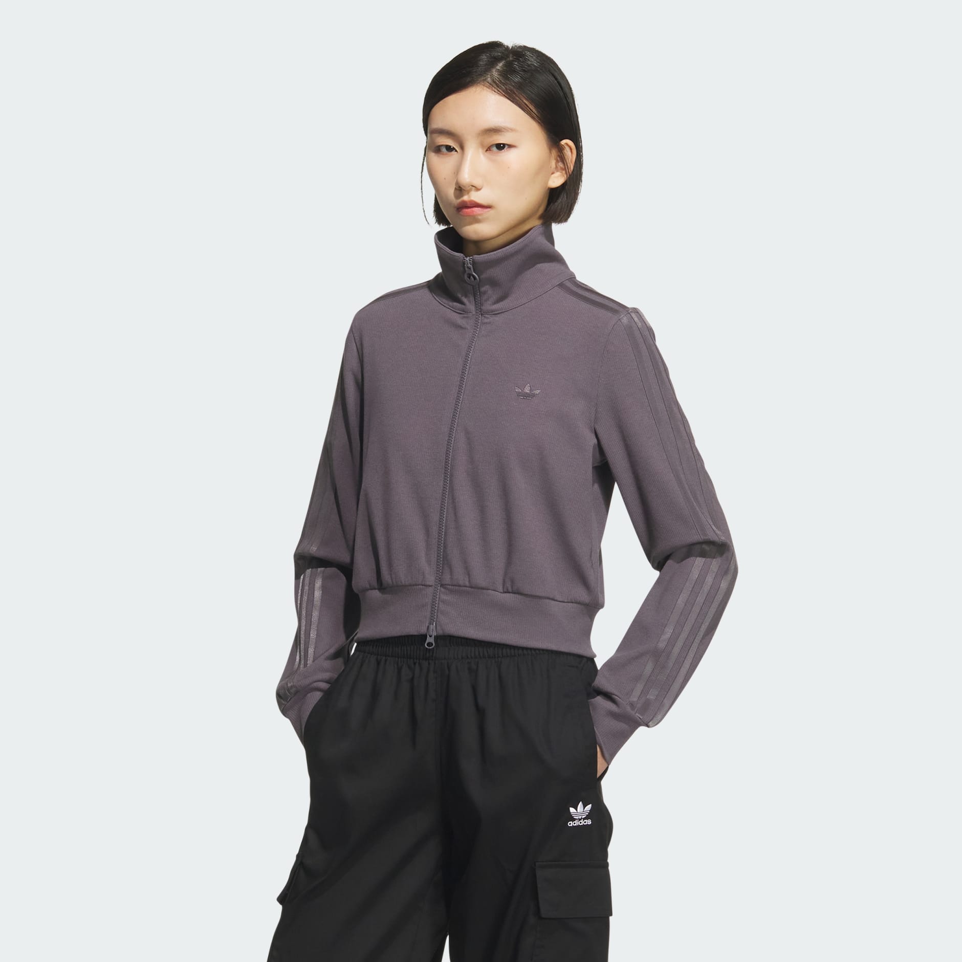 Ribbed Collar Full-Zip Track Top