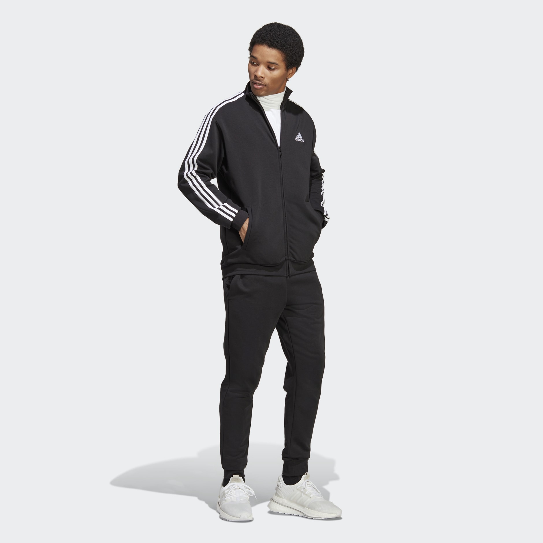 Clothing - Basic 3-Stripes French Terry Track Suit - Black | adidas ...