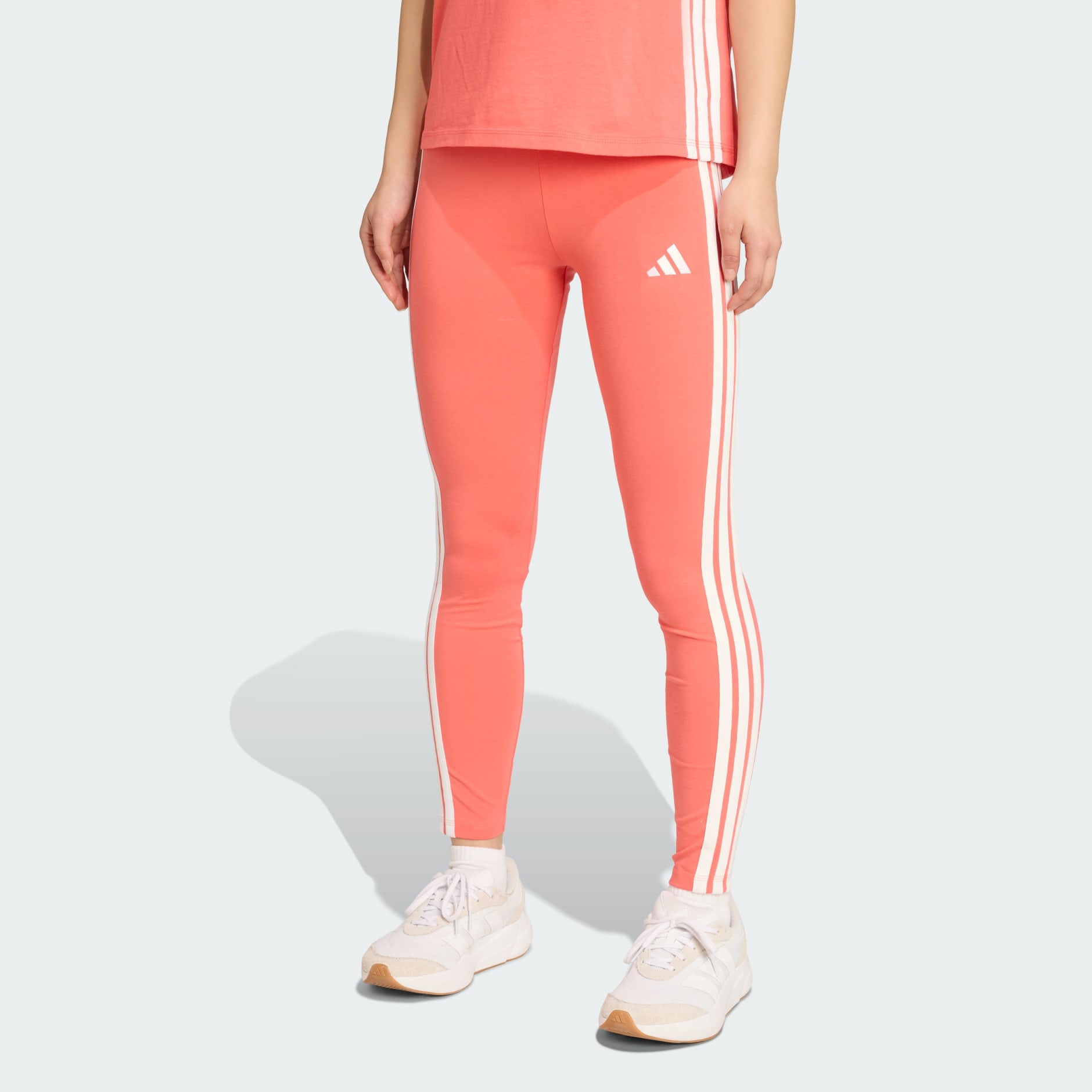 Colanți Essentials din bumbac cu 3 dungi