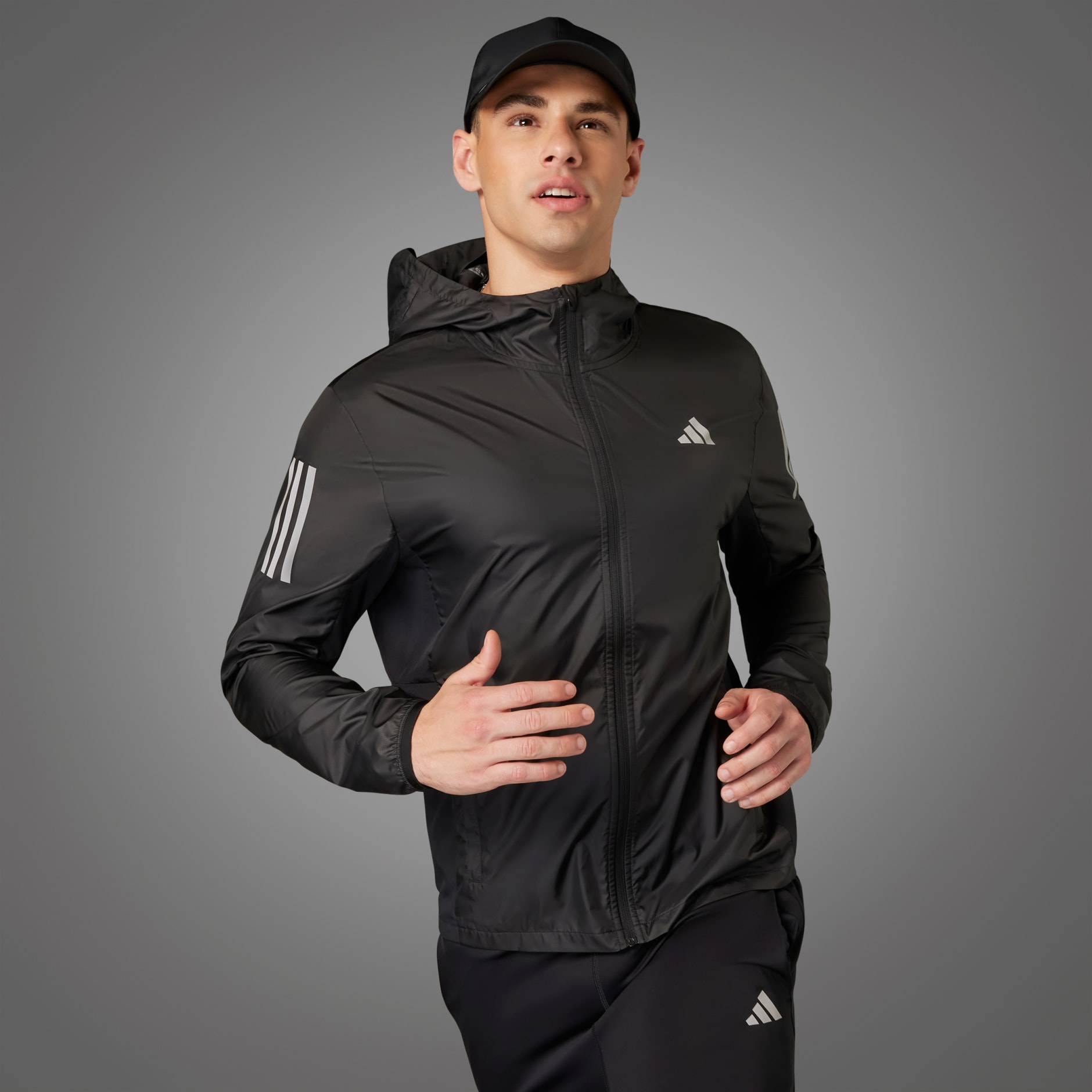 Clothing - Own the Run Jacket - Black | adidas South Africa