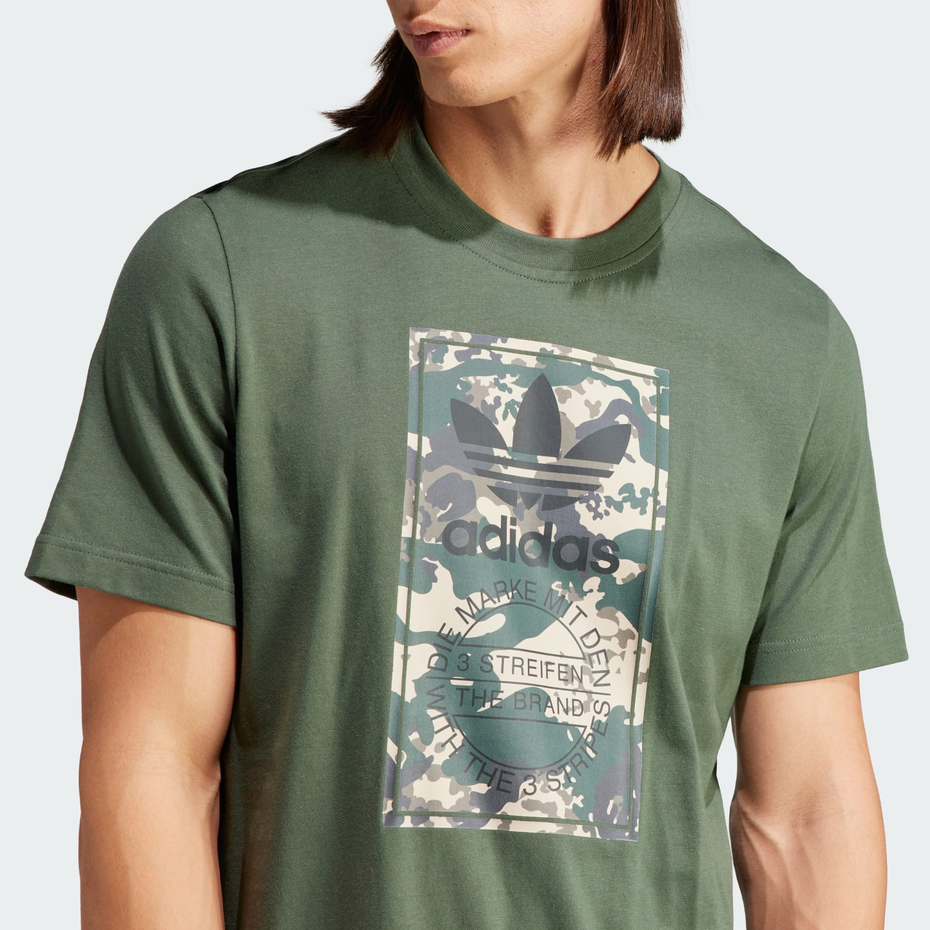 Men\'s Clothing - Tongue Graphics Tee - Label Oman adidas Green Camo 