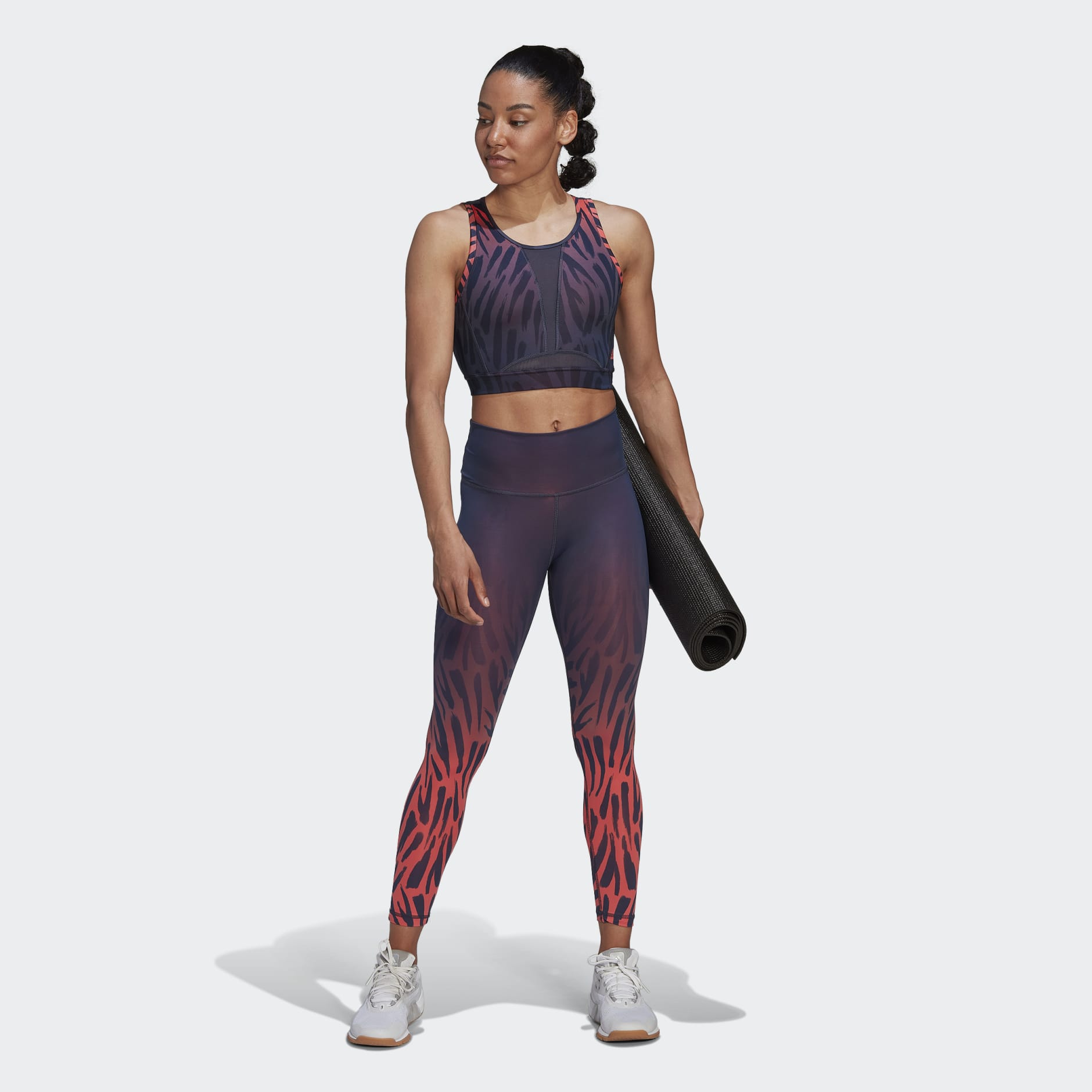 adidas Training Light-Support Long-Line Tiger-Print Bra