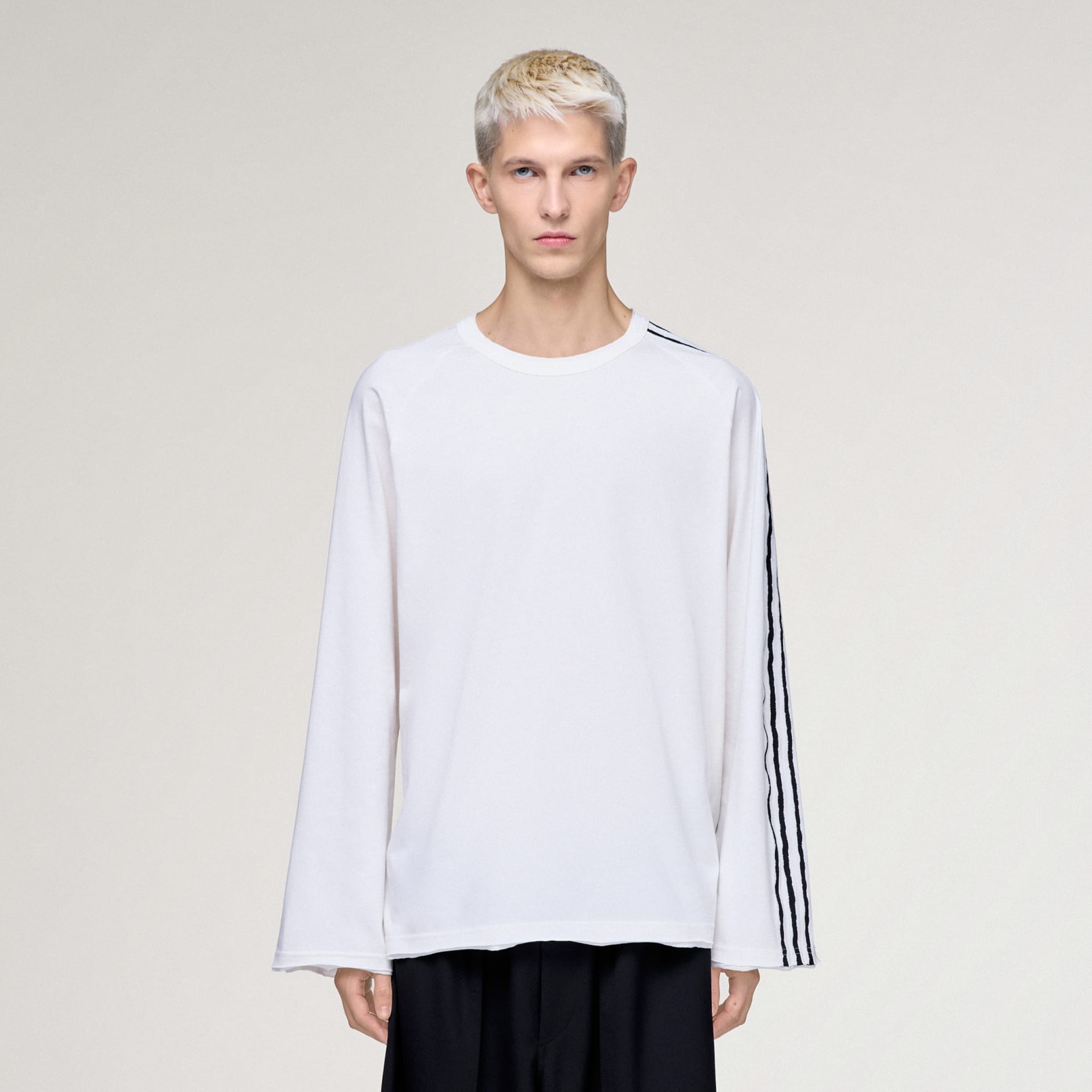 MAJICA DUGIH RUKAVA NEOBRAĐENIH RUBOVA Y-3 3 STRIPES