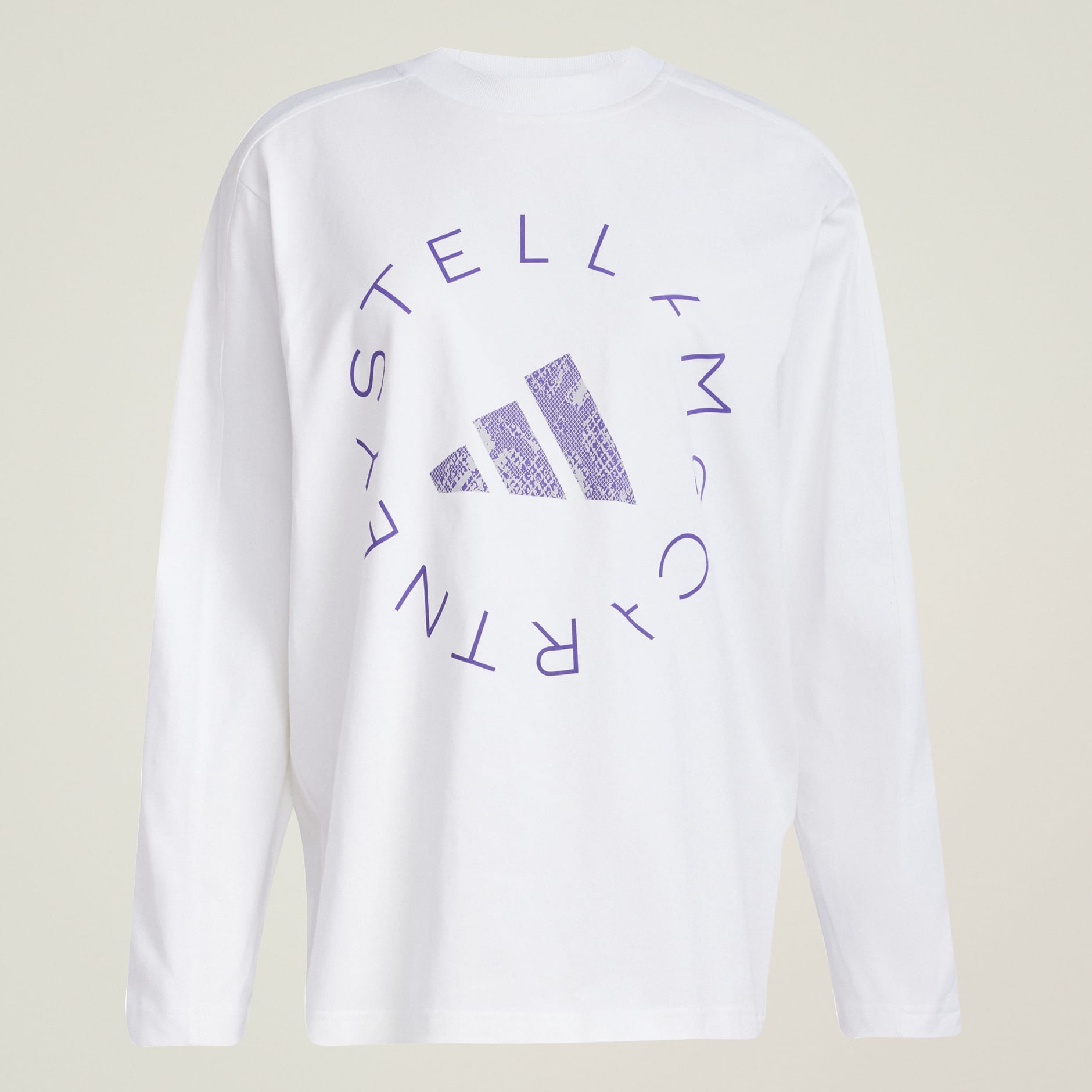 تيشيرت أديداس من Stella McCartney كبيرة الحجم برسومات وأكمام طويلة