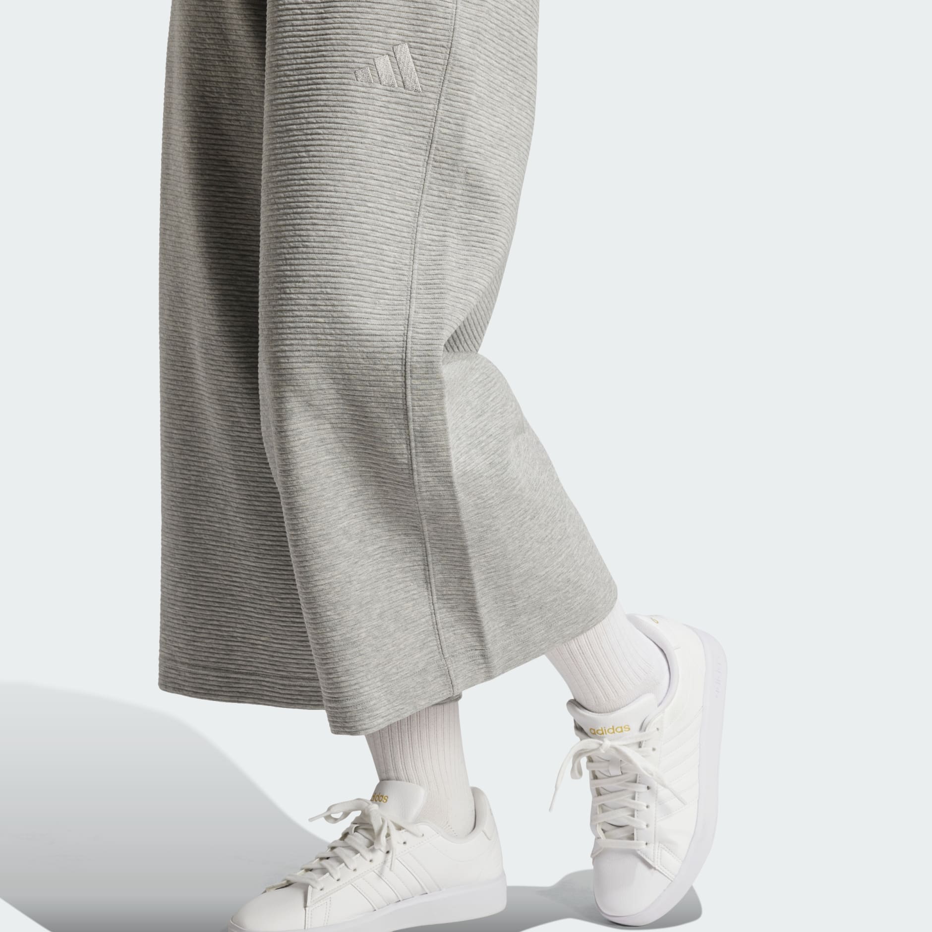 CLOTHING - ALL SZN Rib 7/8-Length Wide Leg Pants - Grey | adidas Oman