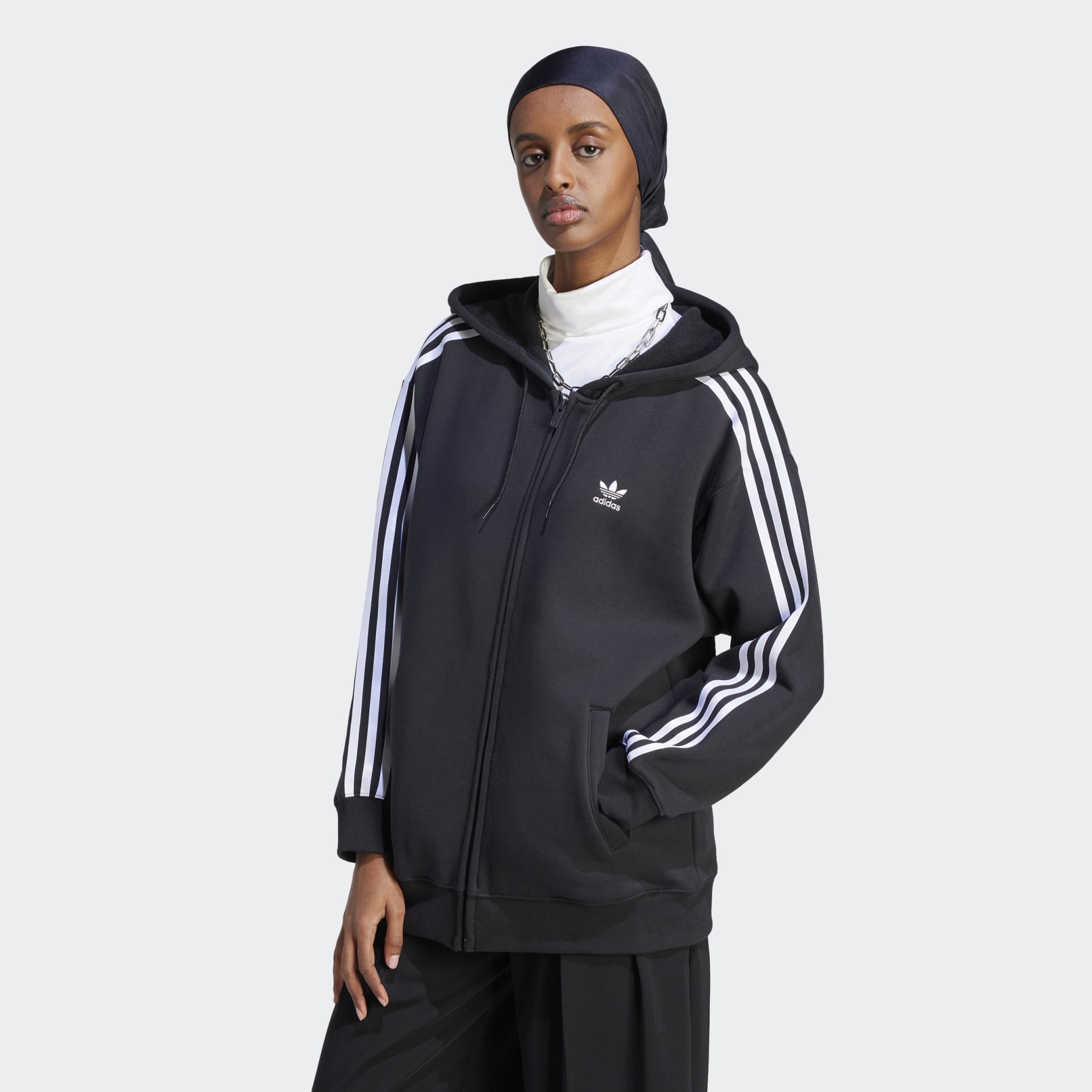 Women\'s Clothing - Adicolor Classics adidas Oman Full-Zip 3-Stripes - Black Hoodie 