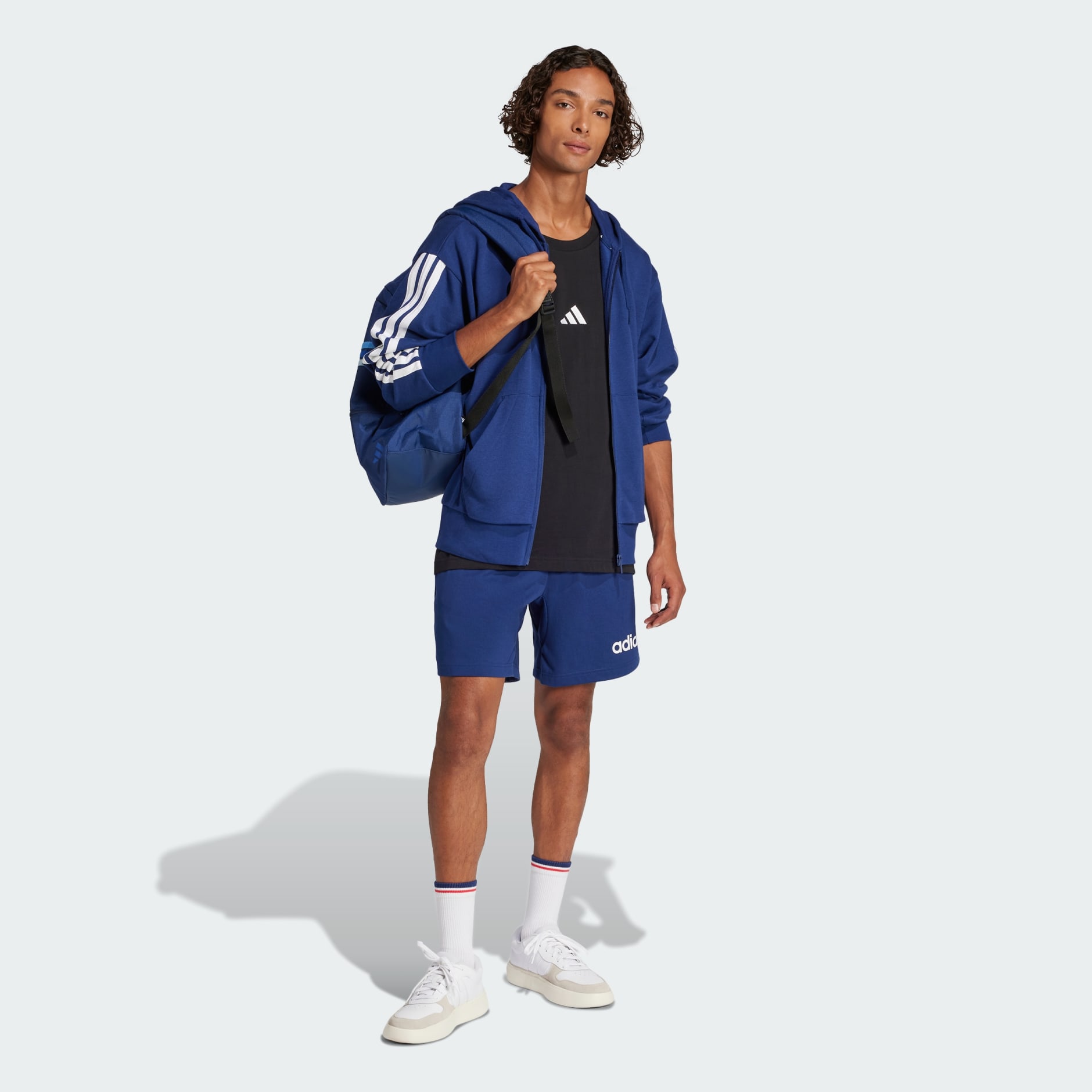 Essentials 3-Stripes French Terry Full-Zip Hoodie