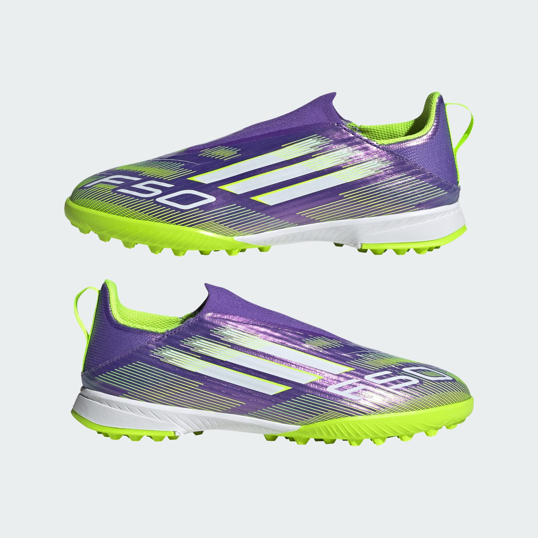 Ghete de fotbal fără șireturi F50 League pentru gazon artificial, pentru copii