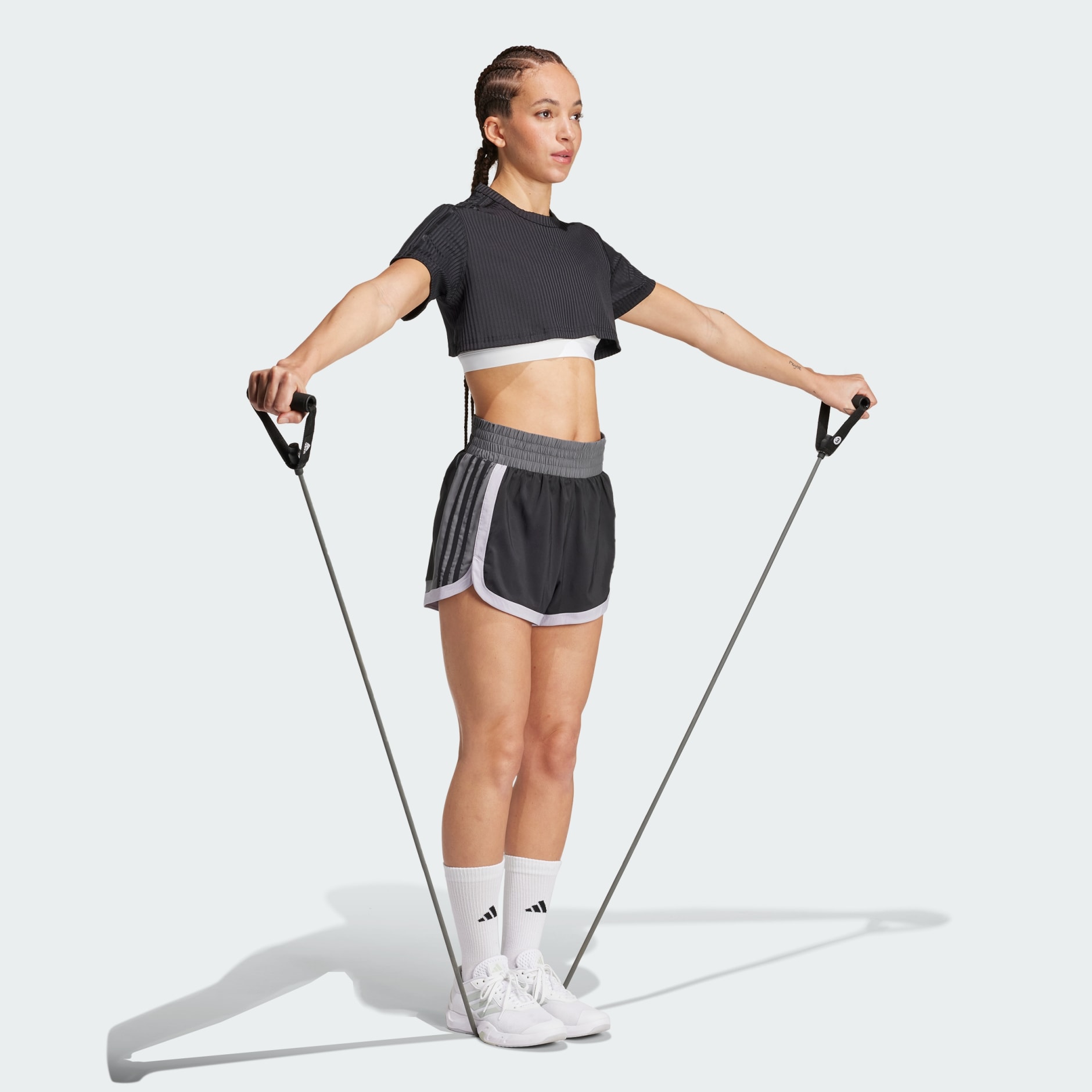 טי-שירט 3 פסים All Gym Seasonal Rib Crop Tonal 