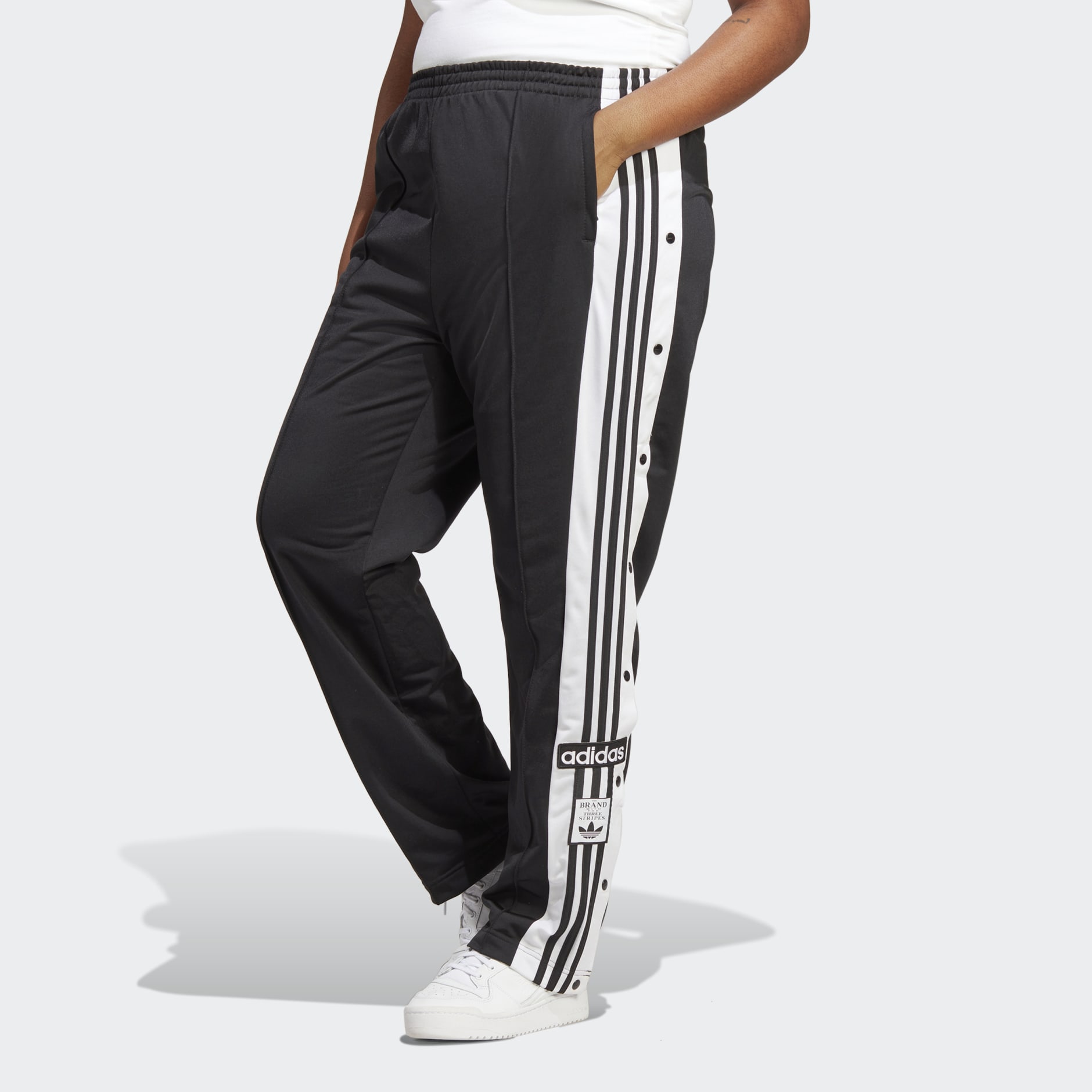Plus Size Varsity Stripe Track Pants - White