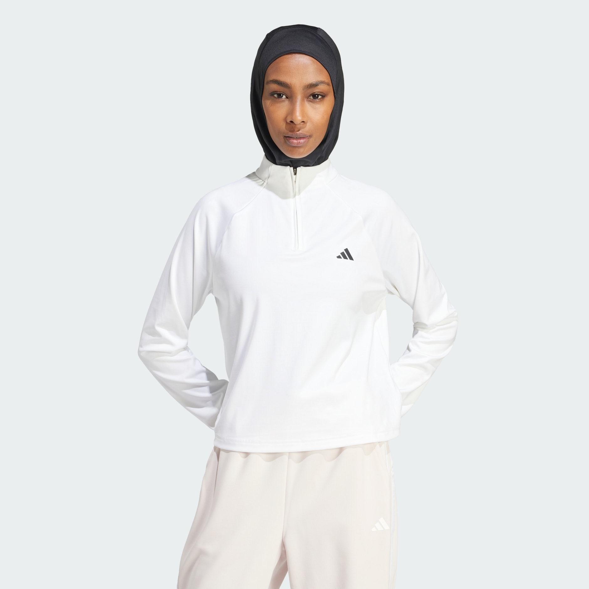 adidas Train Essentials Minimal Branding 1/4-Zip Cover Up - White ...