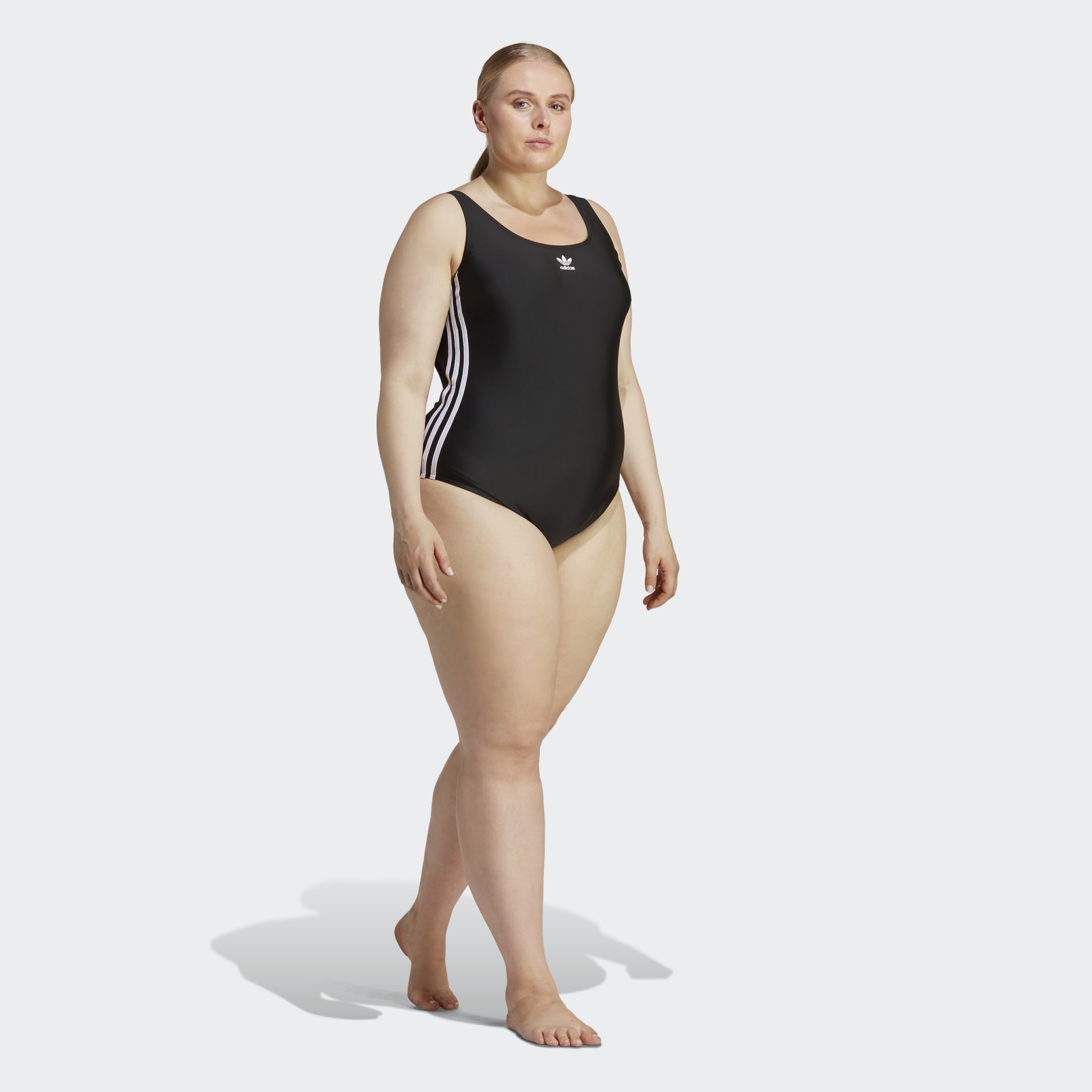 Adicolor 3-Stripes Swimsuit (Plus Size) - Black, Women's Swim
