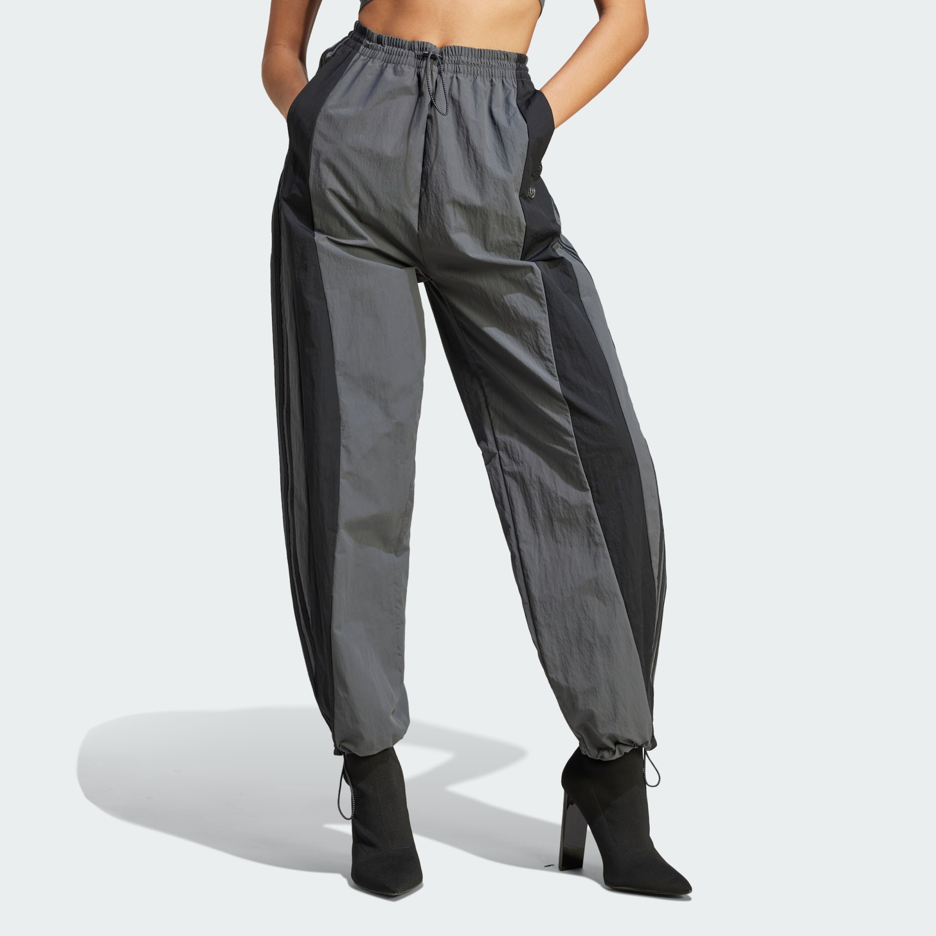 Women's Clothing - Cut Line Parachute Pants - Grey