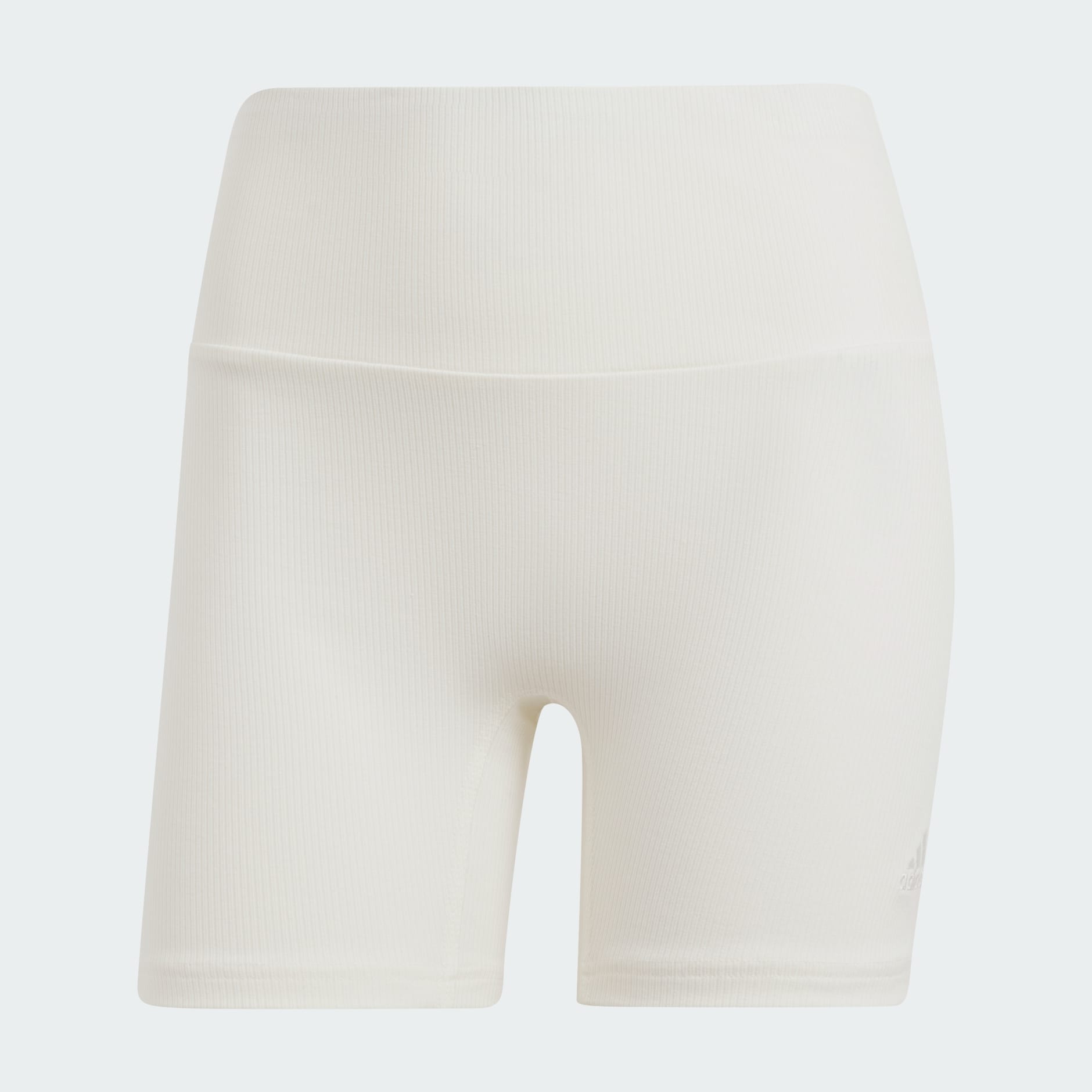 adidas Lounge Ribbed High-Waist Bike Shorts - White | adidas TZ