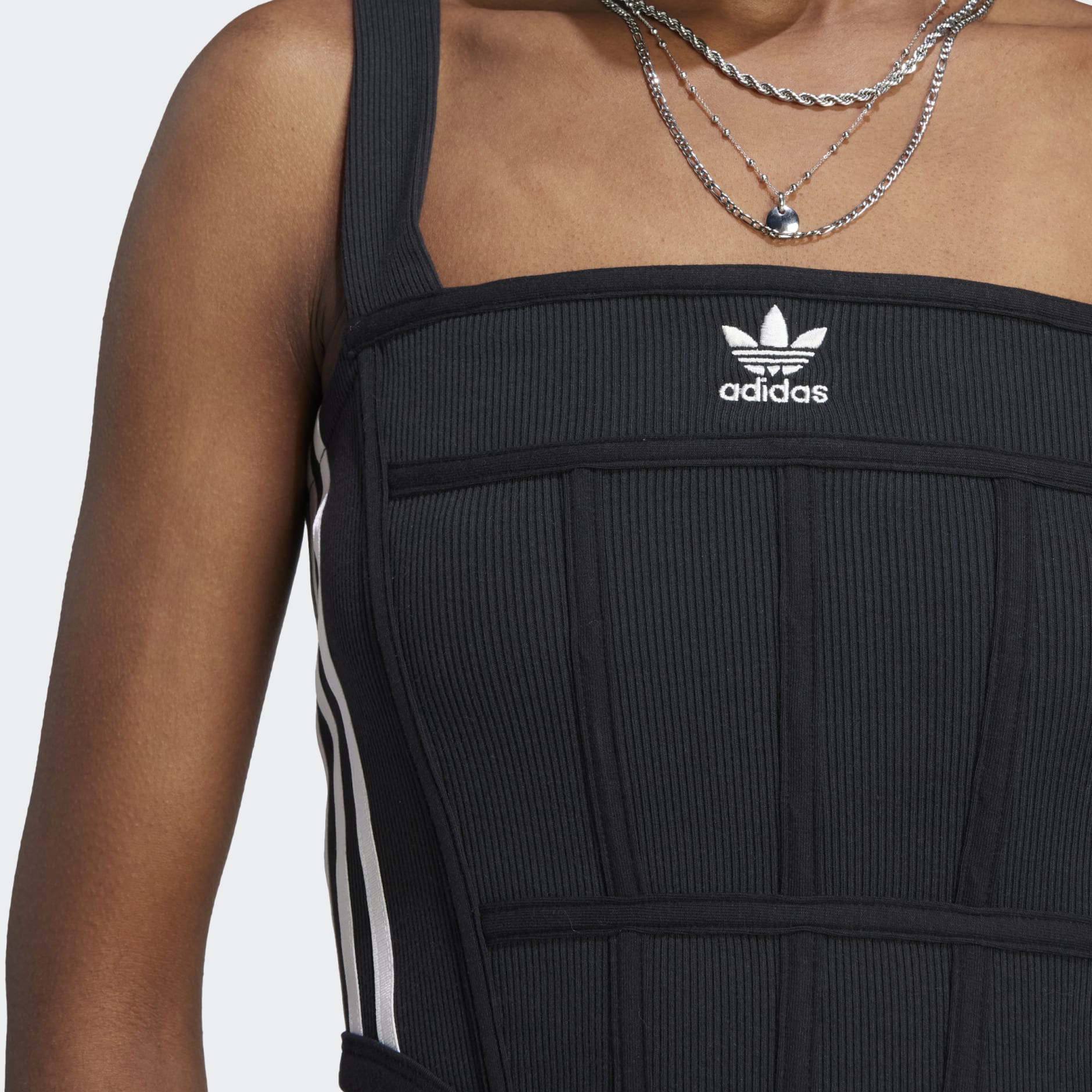 Adidas Originals Trefoil Corset Crop Top In Black