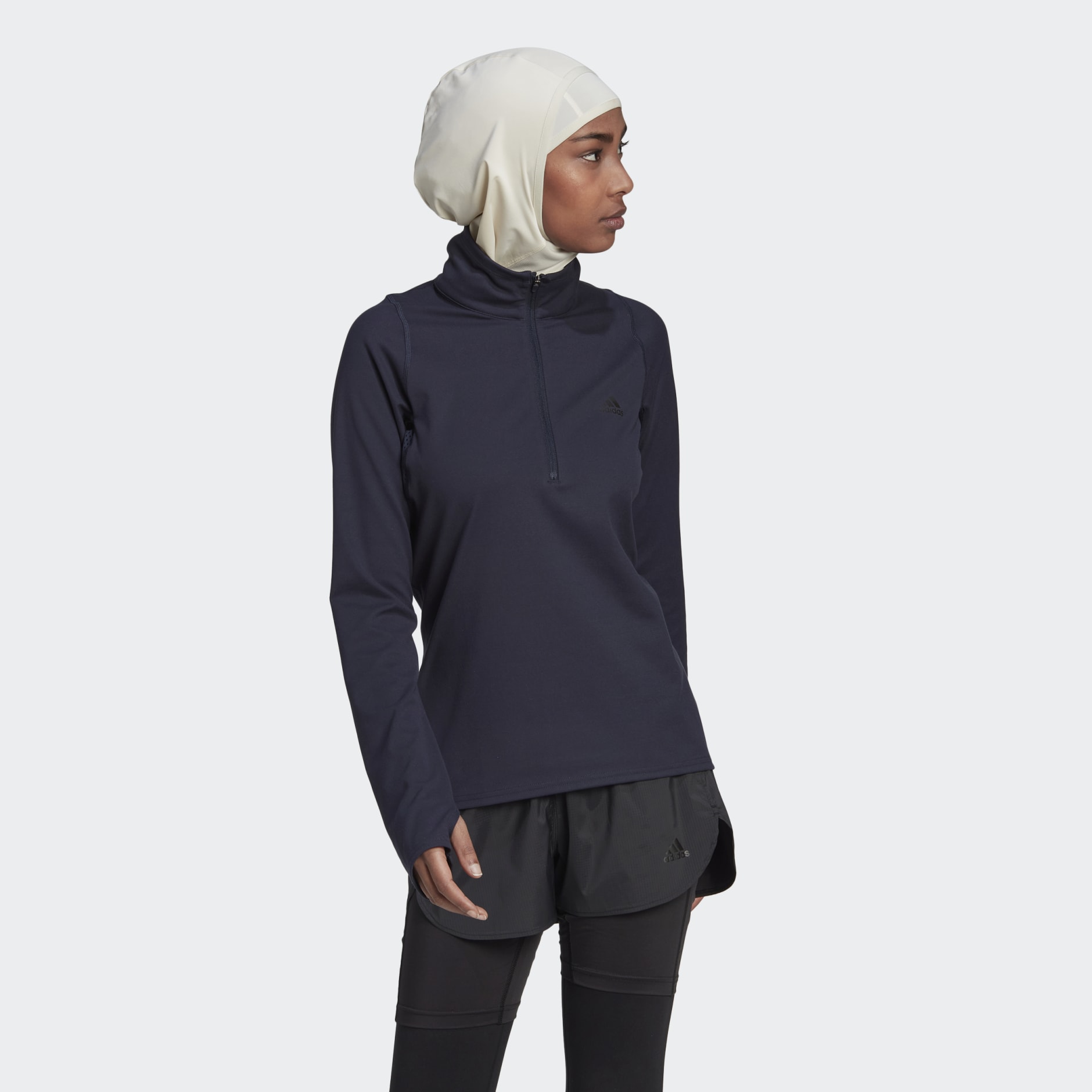 Clothing - Run Fast Half-Zip Long Sleeve Sweatshirt - Blue | adidas ...