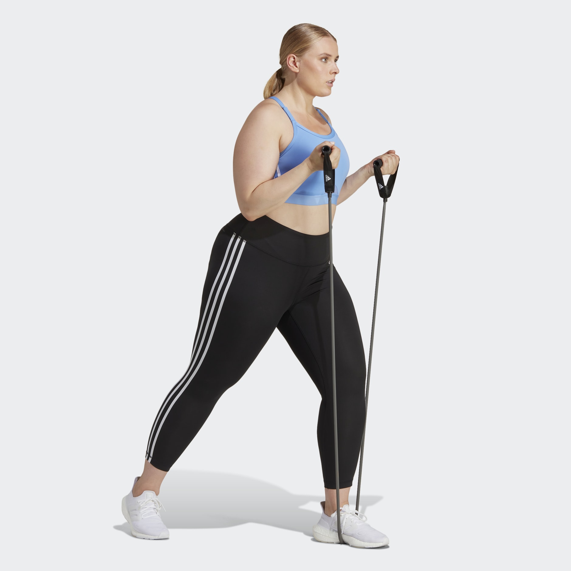 adidas Train Essentials 3-Stripes High-Waisted 7/8 Leggings (Plus Size) -  Black