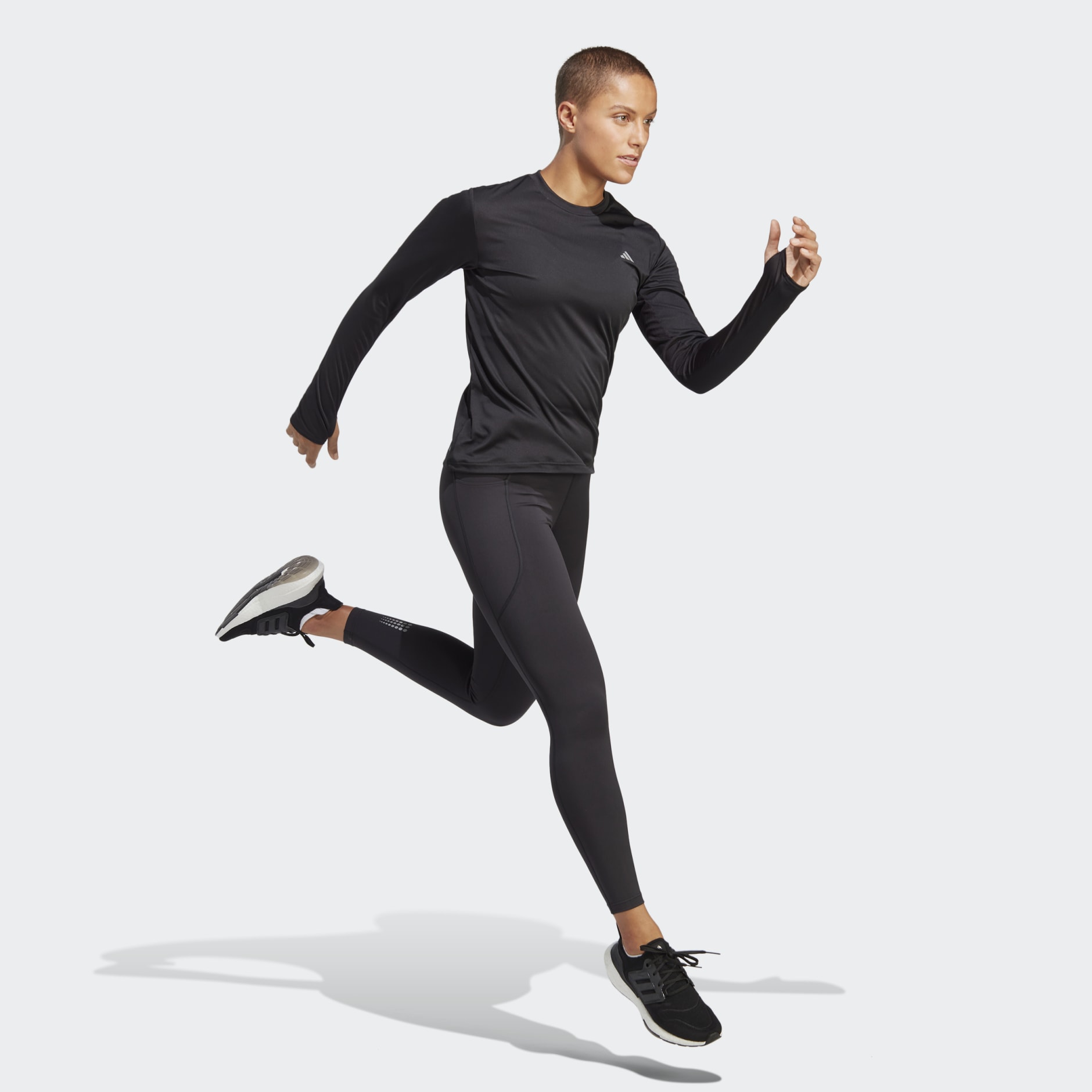Clothing - Run It Long Sleeve Tee - Black | adidas South Africa
