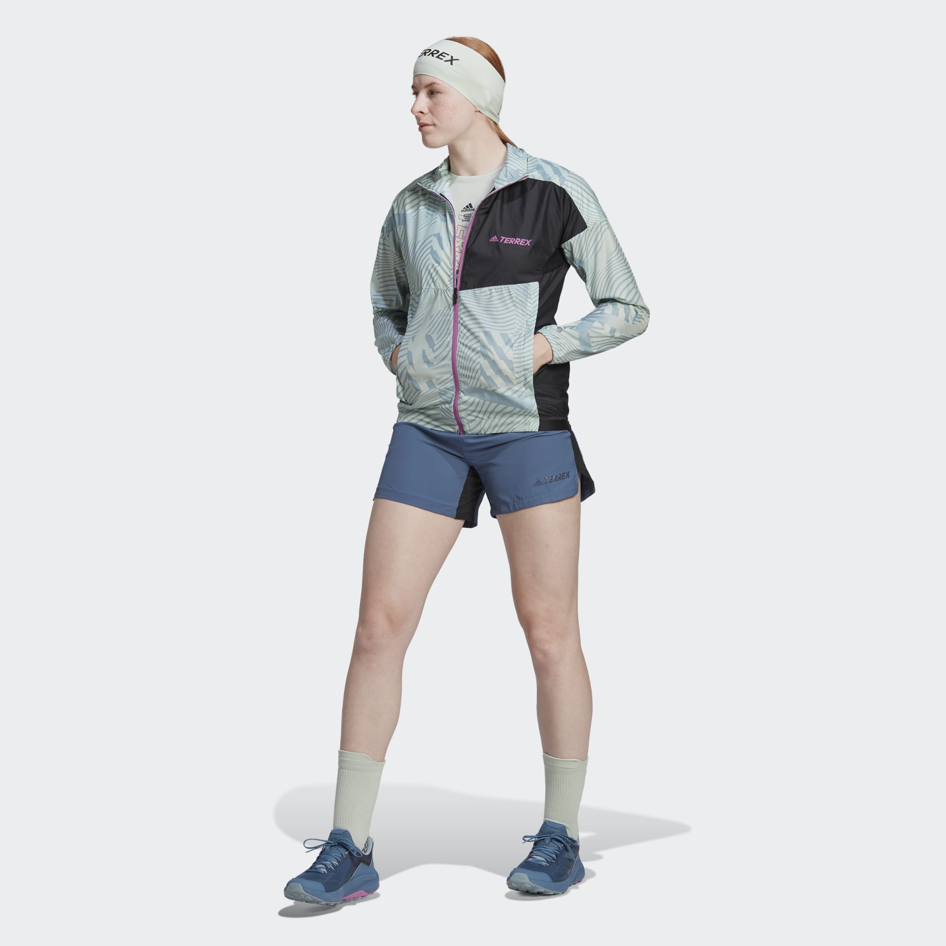 Clothing - Terrex Trail Running Printed Wind Jacket - Green | adidas ...