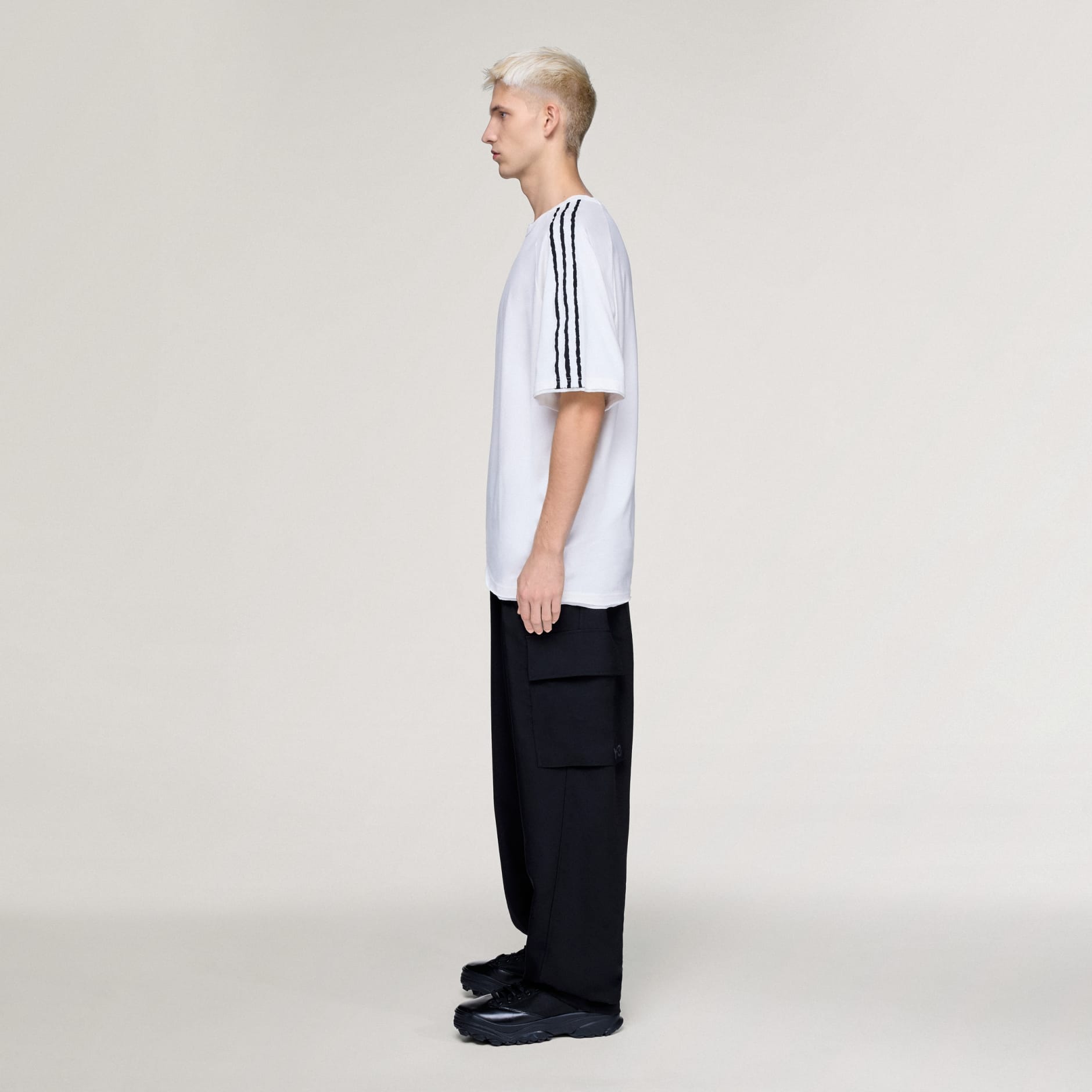 Y-3 RAW EDGE 3 STRIPES SHORT SLEEVE TEE