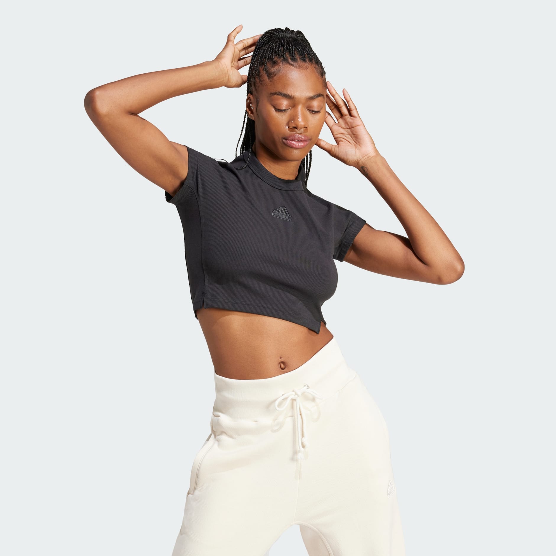 Lounge Ribbed Crop Tee