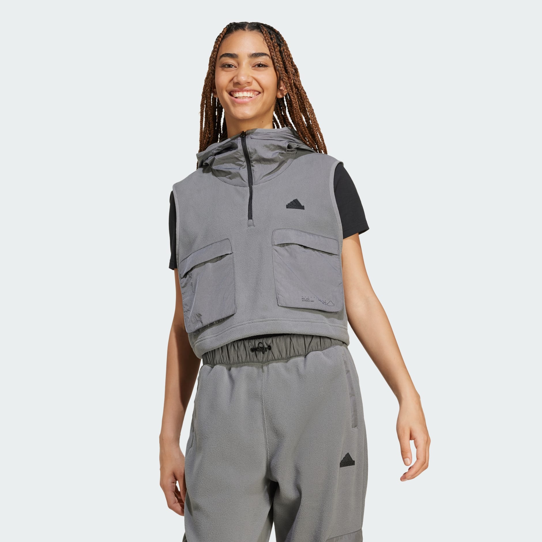 Women s Clothing City Escape Polar Fleece Vest Grey adidas Saudi Arabia