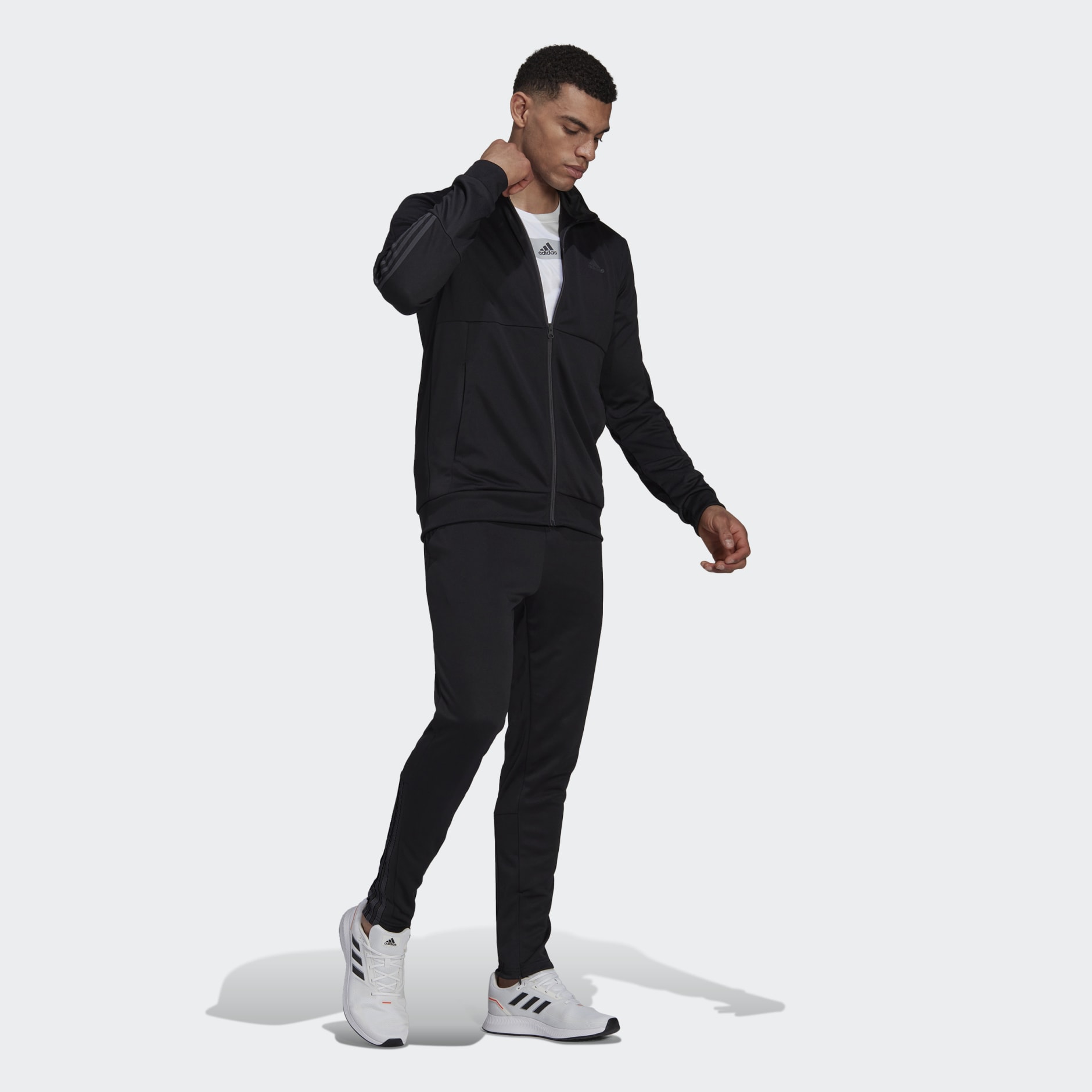 adidas Slim Zipped Track Suit - Black