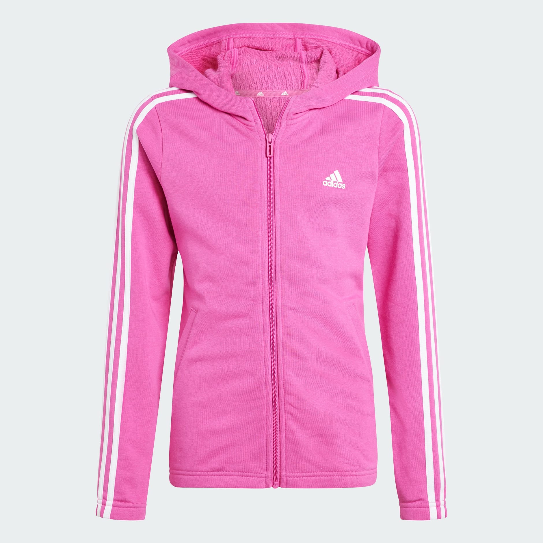 adidas Essentials 3-Stripes Full-Zip Hoodie - Pink | adidas LK