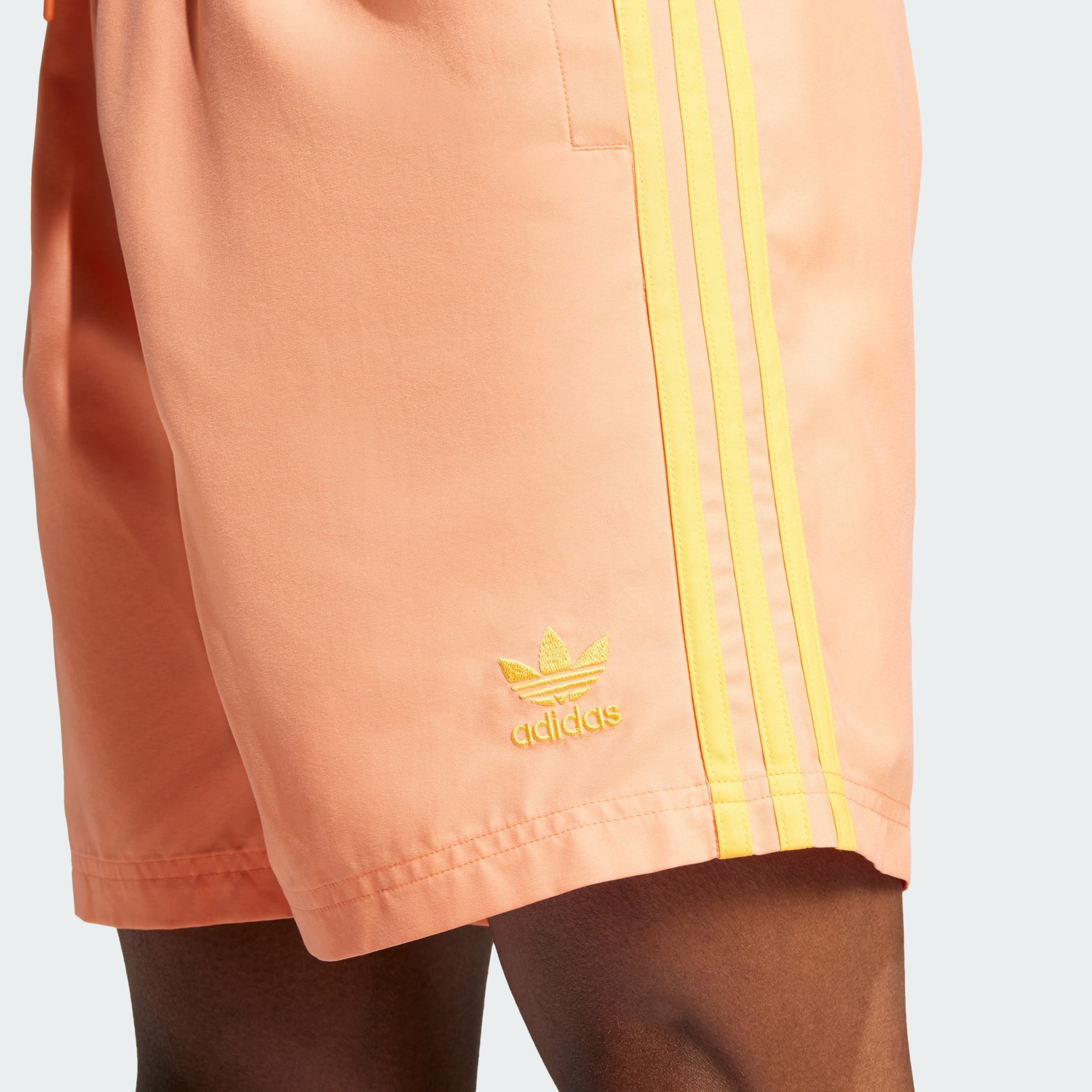 ADIDAS SWIMアディカラー3ストライプ 8インチショーツ水着JG3704 adidas Adicolor 3-Stripes 8-Inch Swim Shorts - Orange | Free