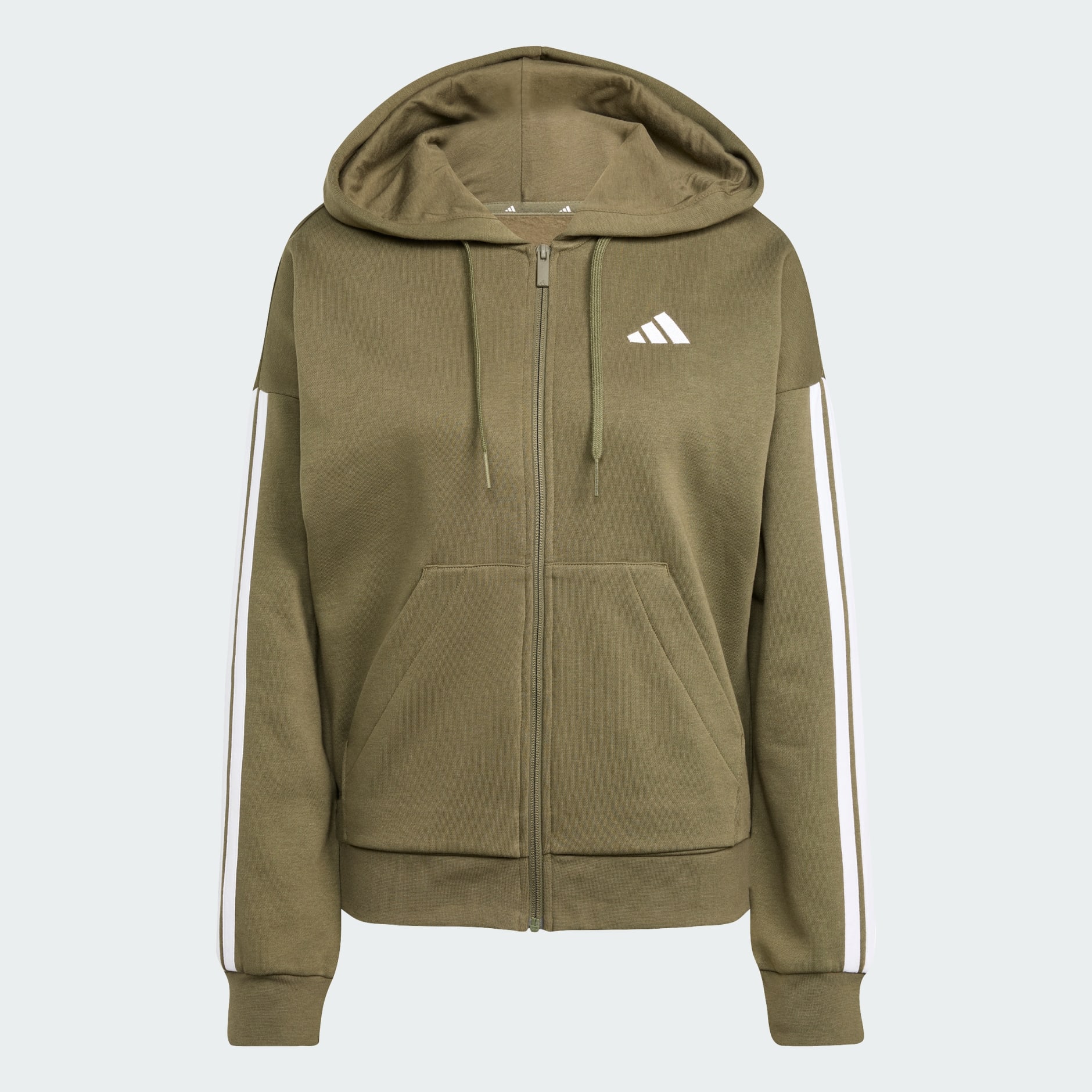 Hanorac Essentials din fleece, cu 3 dungi și fermoar de sus p&acirc;nă jos