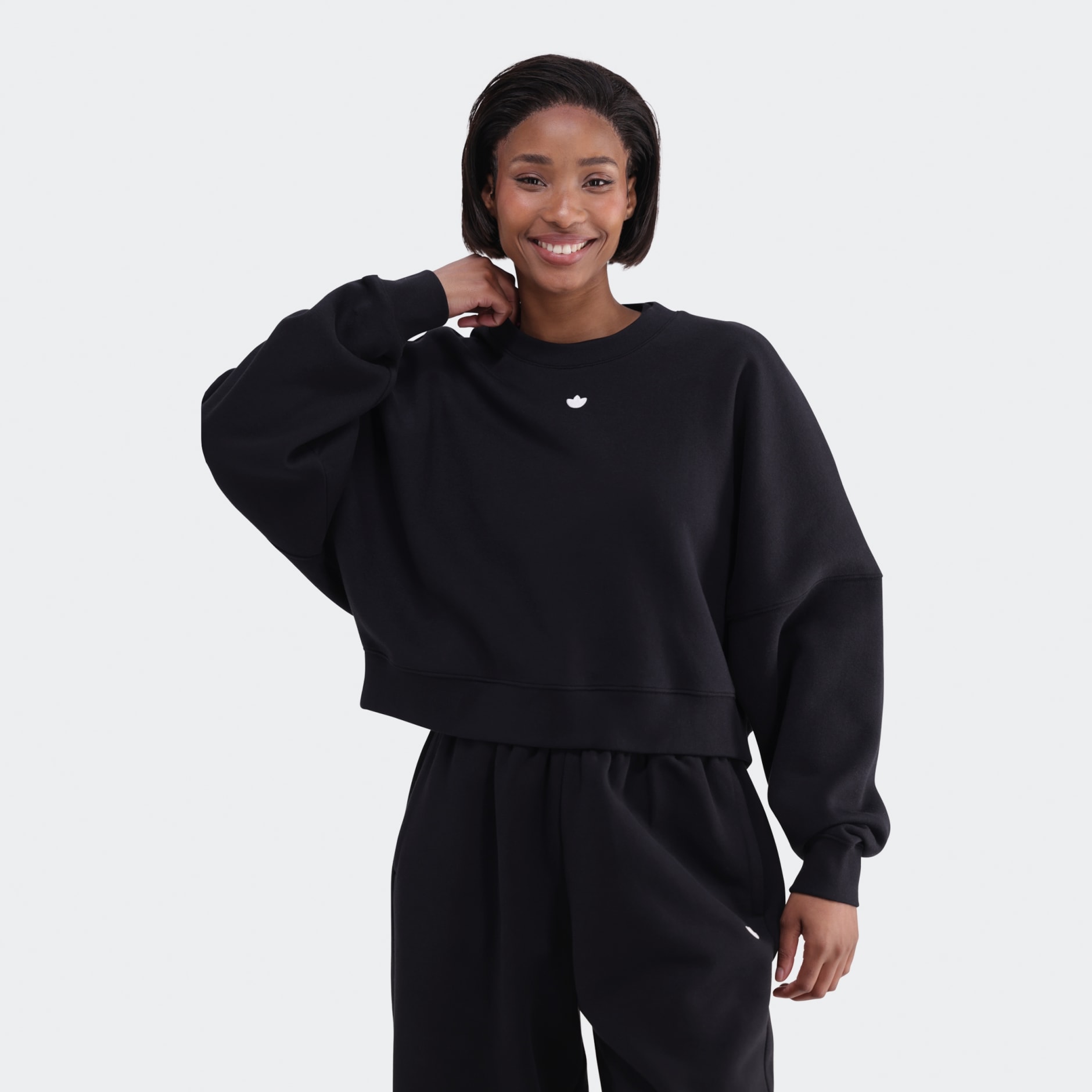 Essentials Fleece Long Oversized Crew Sweatshirt