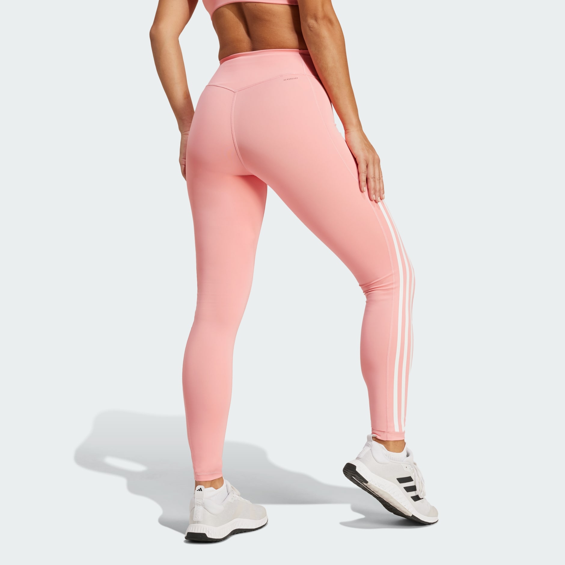 Adidas pink 3 stripe leggings online