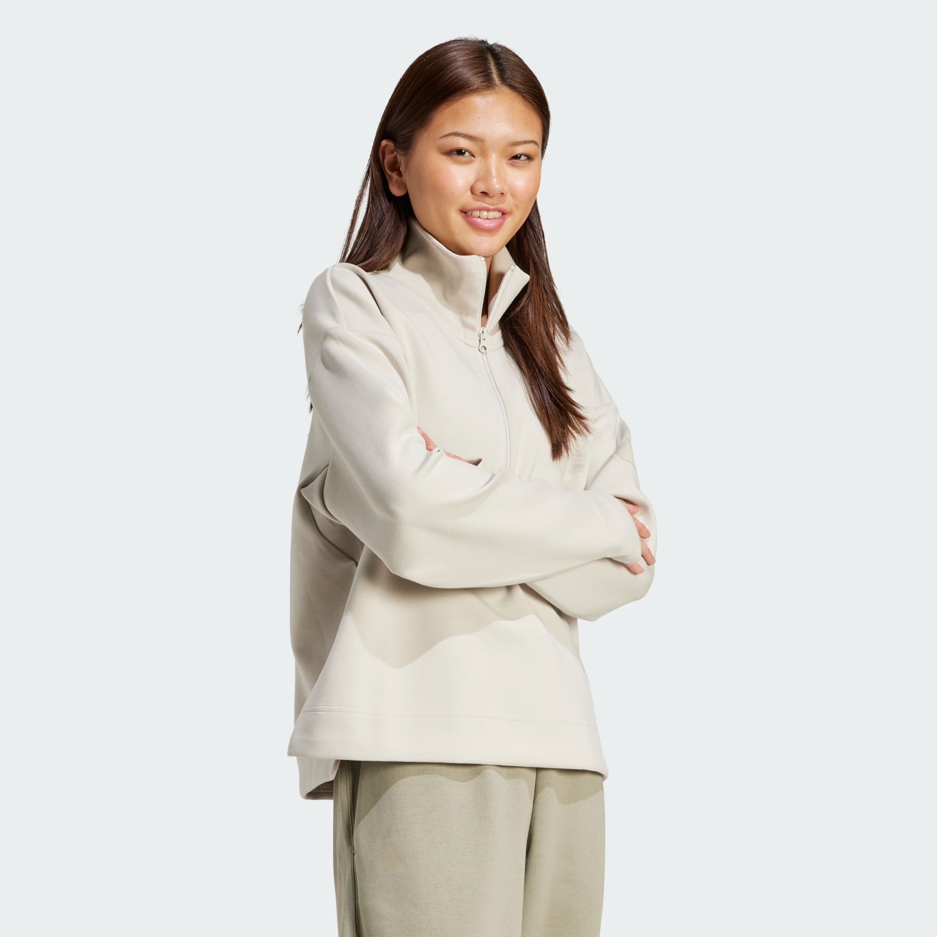 CLOTHING - Soft Lux Quarter-Zip - Beige | adidas Oman