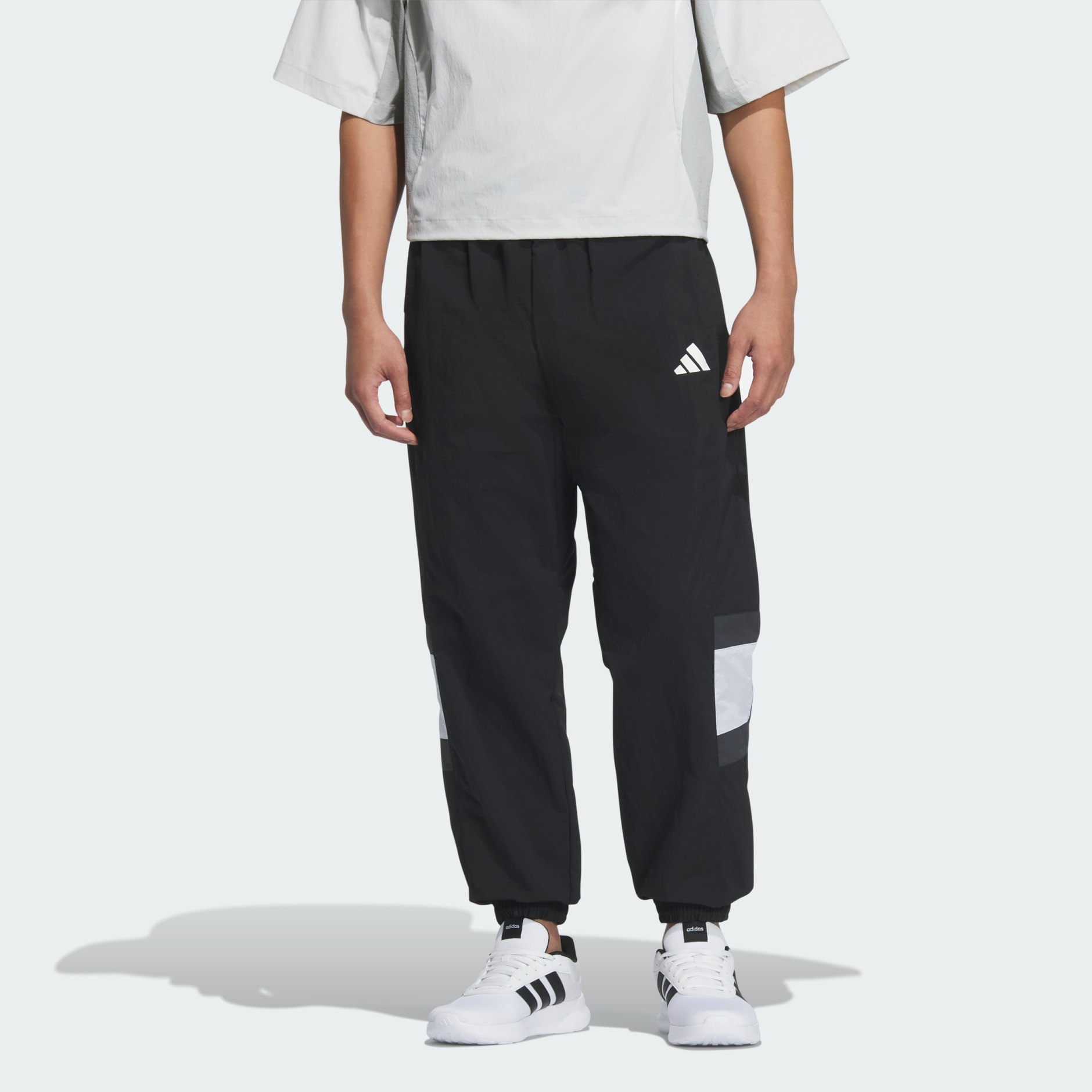 Wording Pack Loose Fit Mesh-Lined Woven Elastic Hem Pants