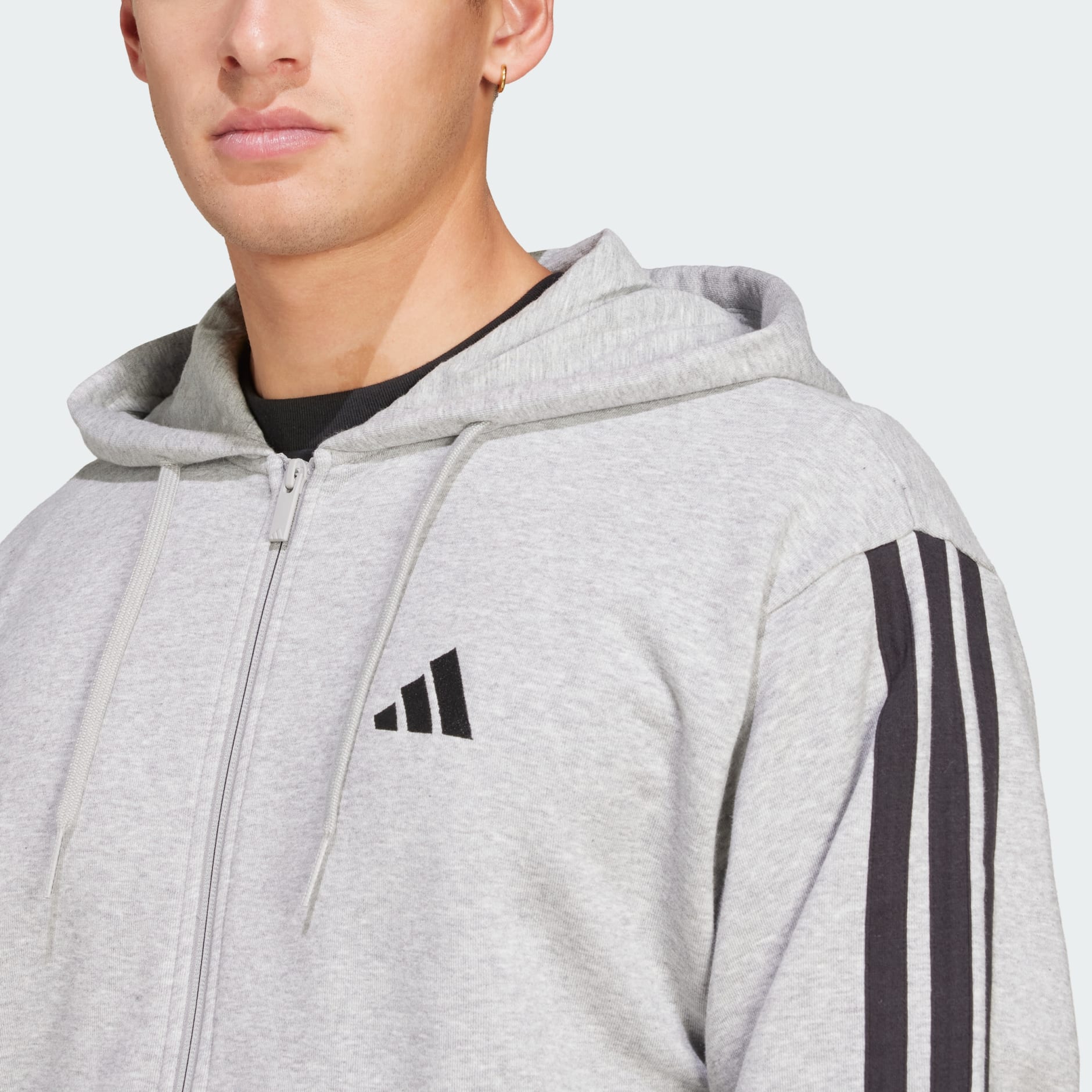 Essentials 3-Stripes French Terry Full-Zip Hoodie