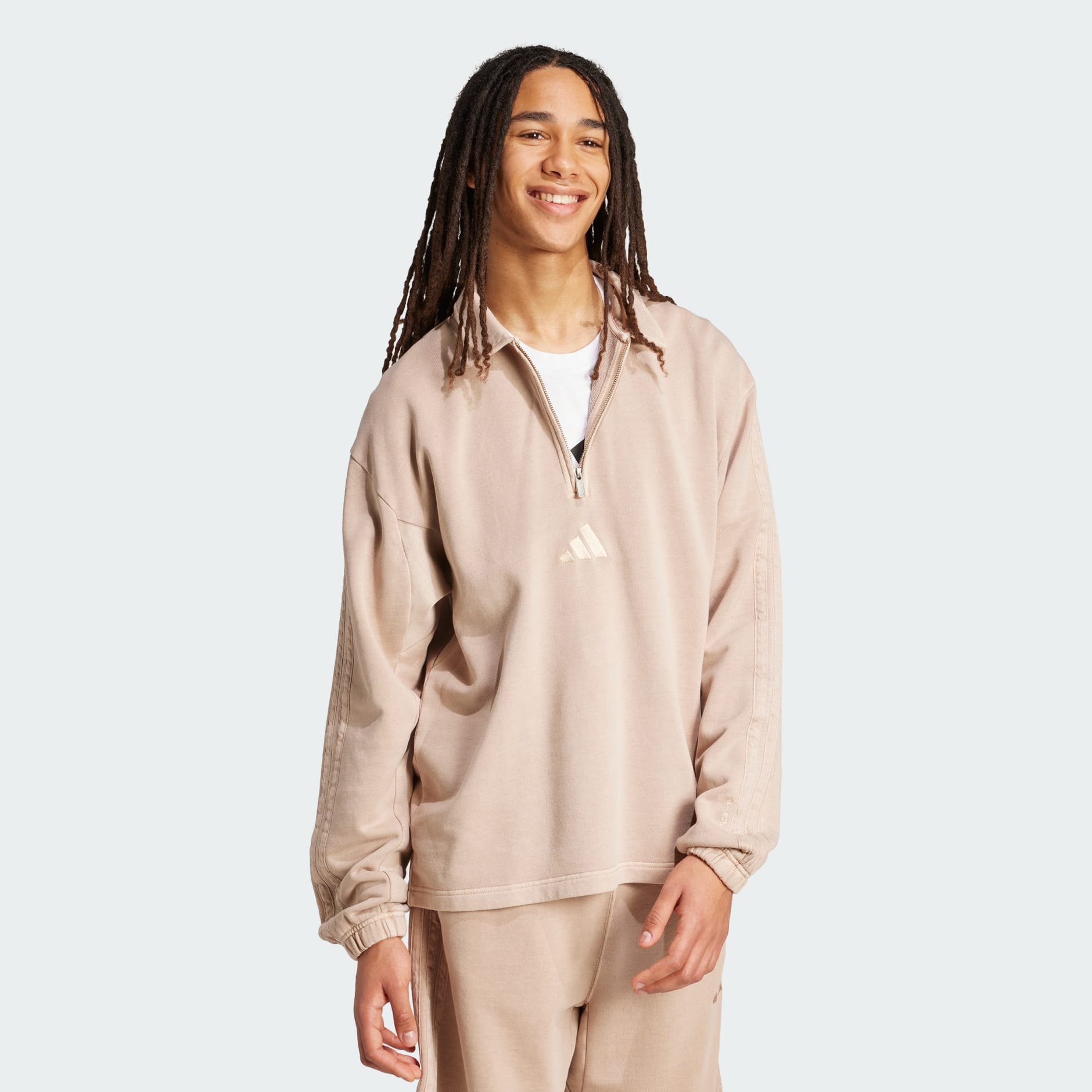 Listă SZN French Terry cu tratament de spălare și fermoar pe jumătate