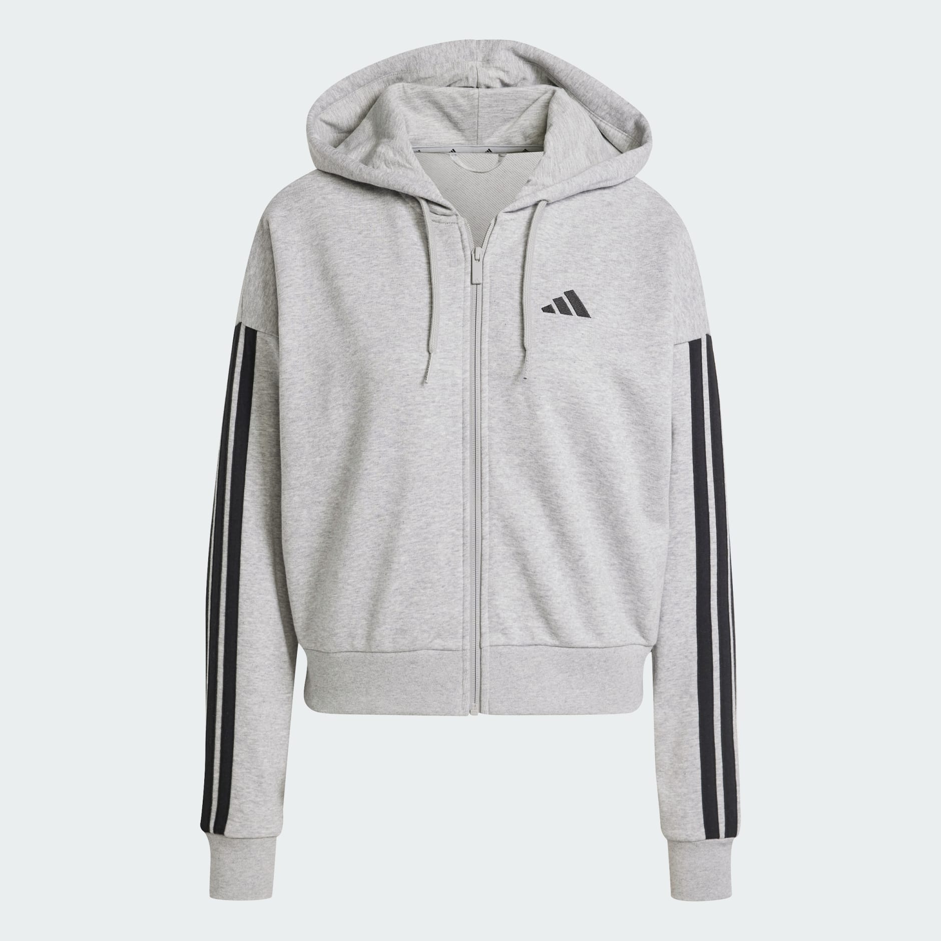 Essentials 3-Stripes French Terry Full-Zip Hoodie