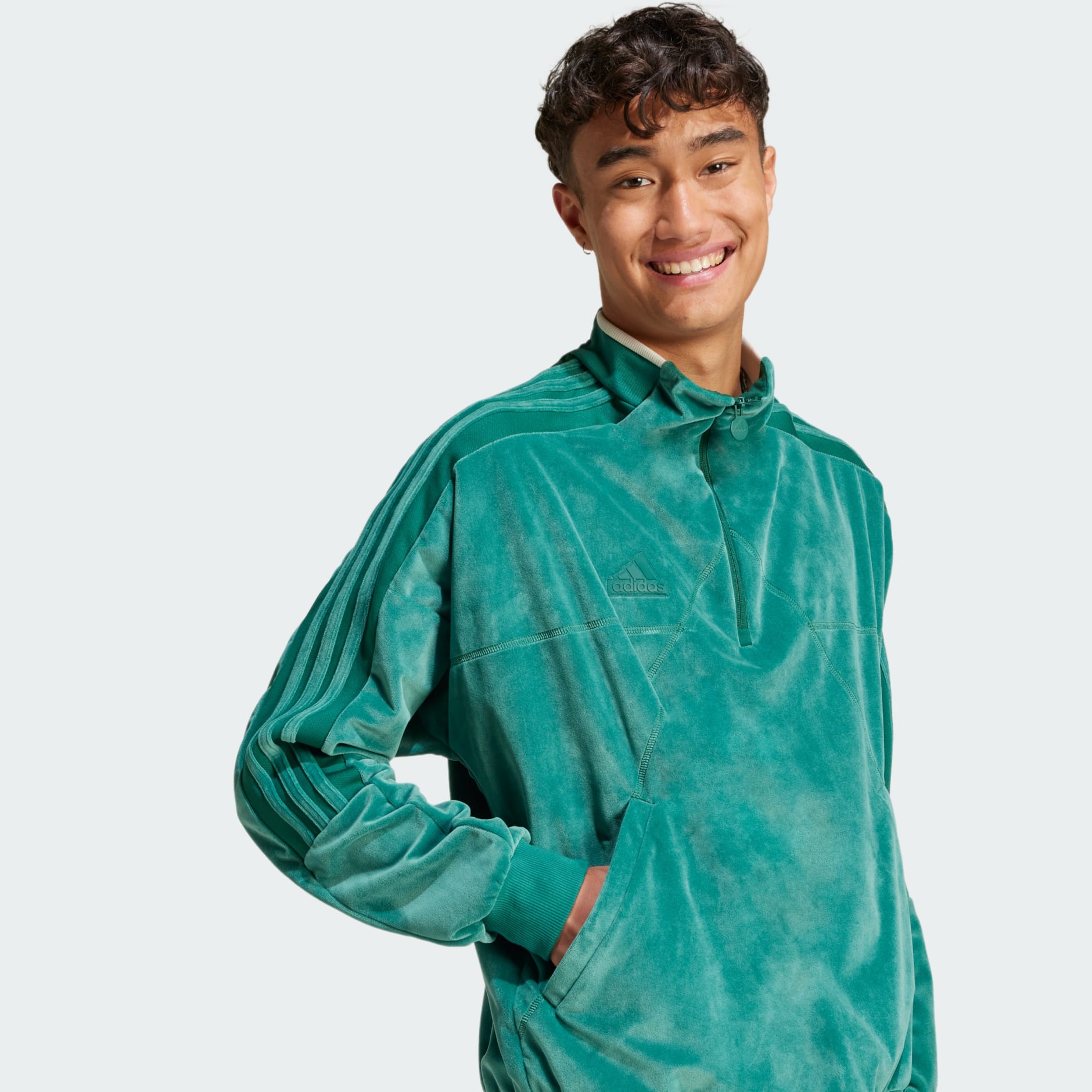 adidas House of Tiro Velour Half Zip Track Jacket Green adidas UAE