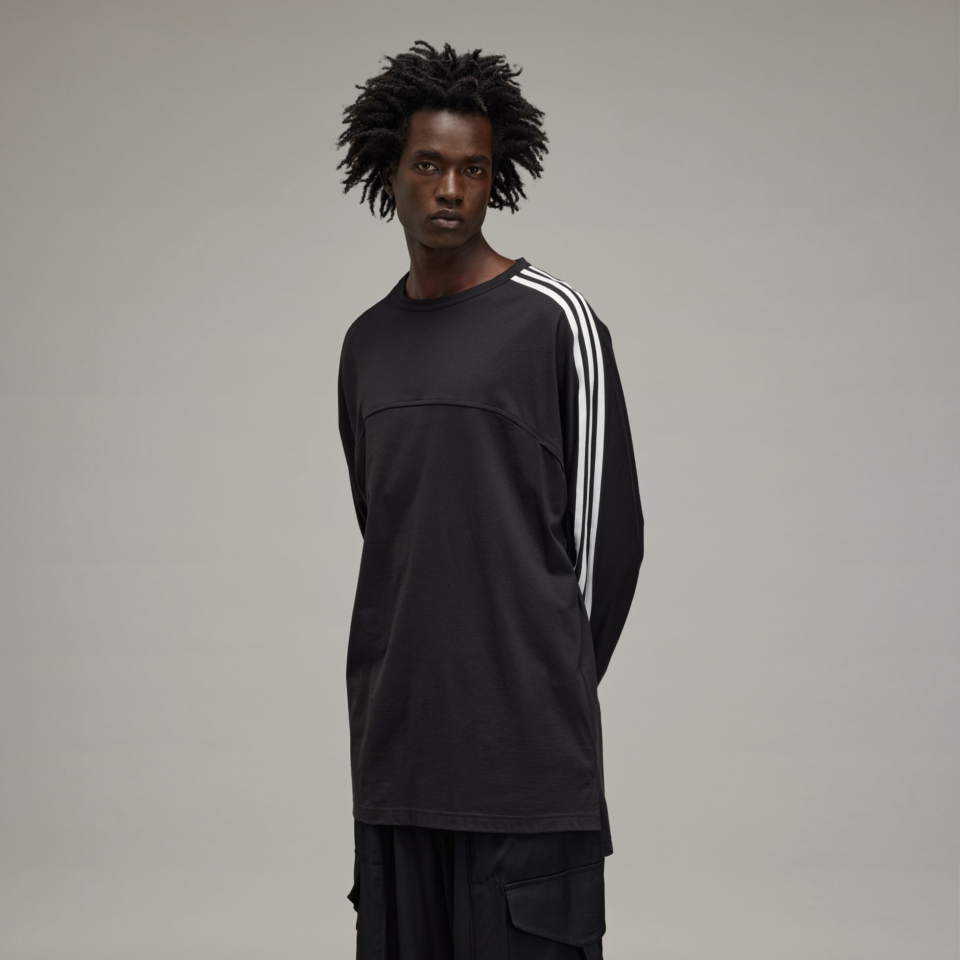 Tシャツ・カットソー Y-3 Men T-shirt Black JN4987 BLACK adidas Y-3 3-Stripes Long Sleeve Tee - Black | adidas GH