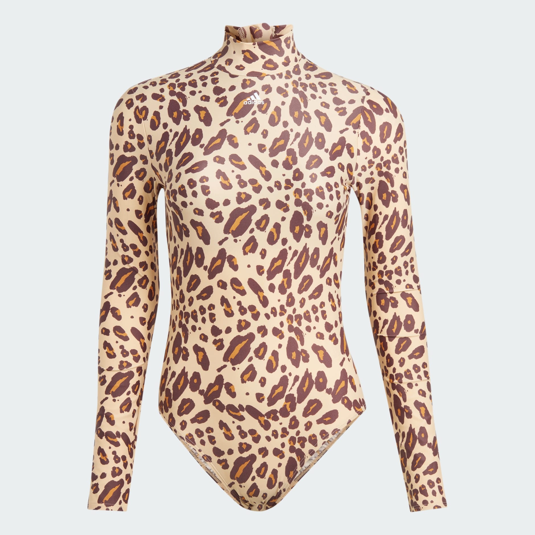 Women s Clothing Essentials Animal Print Long Sleeve Swimsuit Brown adidas Saudi Arabia