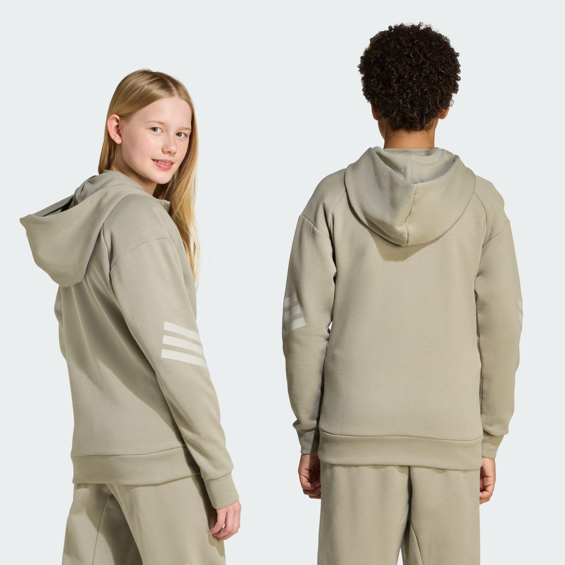 ז'קט אימון עם קפוצ'ון לילדים Future Icons 3-Stripes Full-Zip