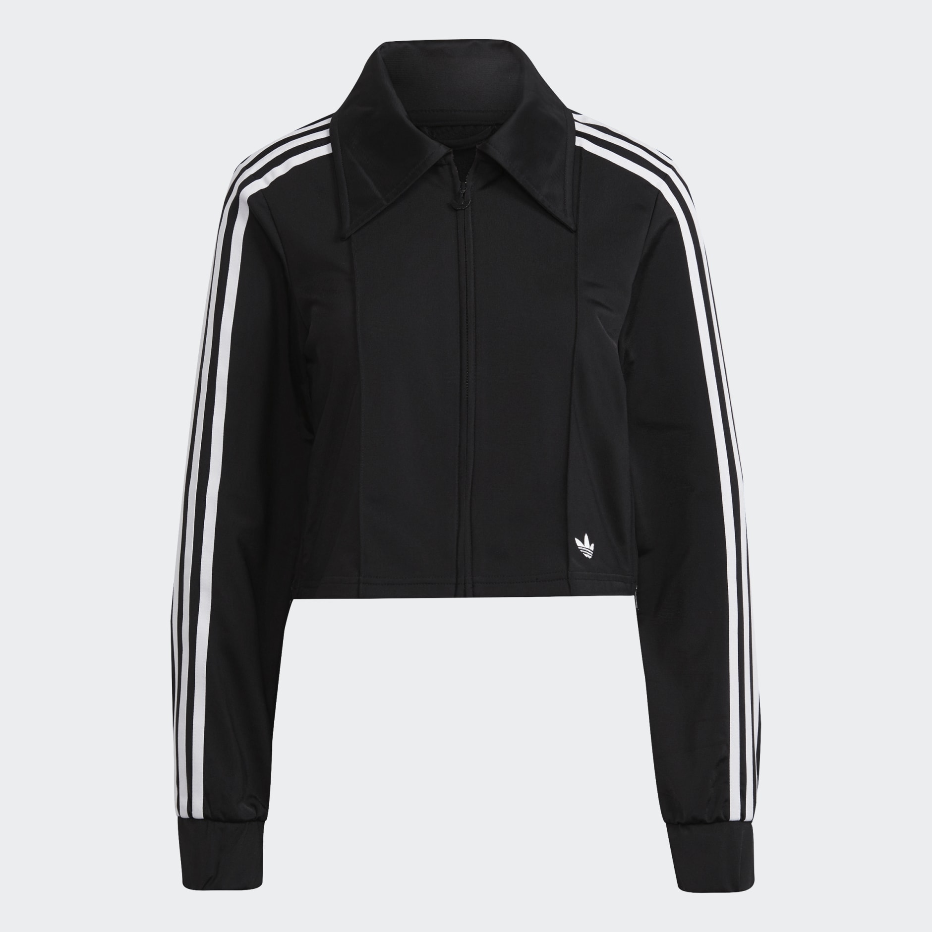 Cropped Wide Collar Track Jacket with Fashionable Side Zips