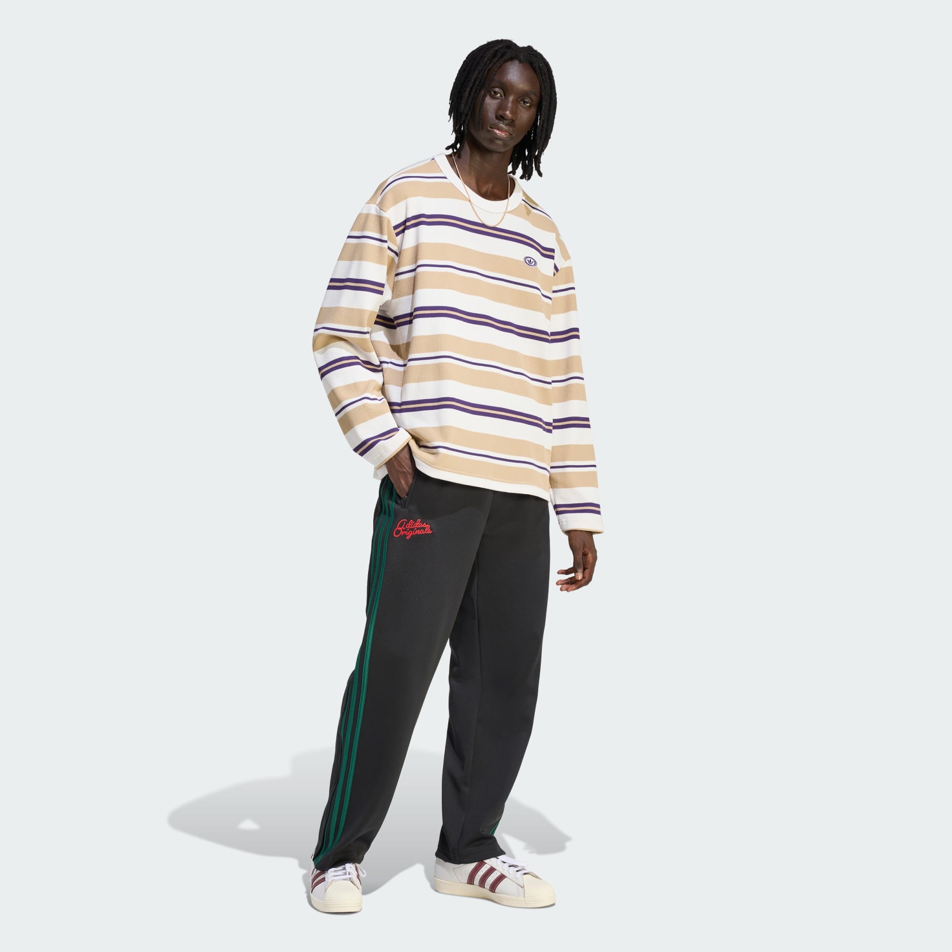 Clothing - 90s ALTERNATIVE SPORT LONG SLEEVE STRIPE WAFFLE TEE