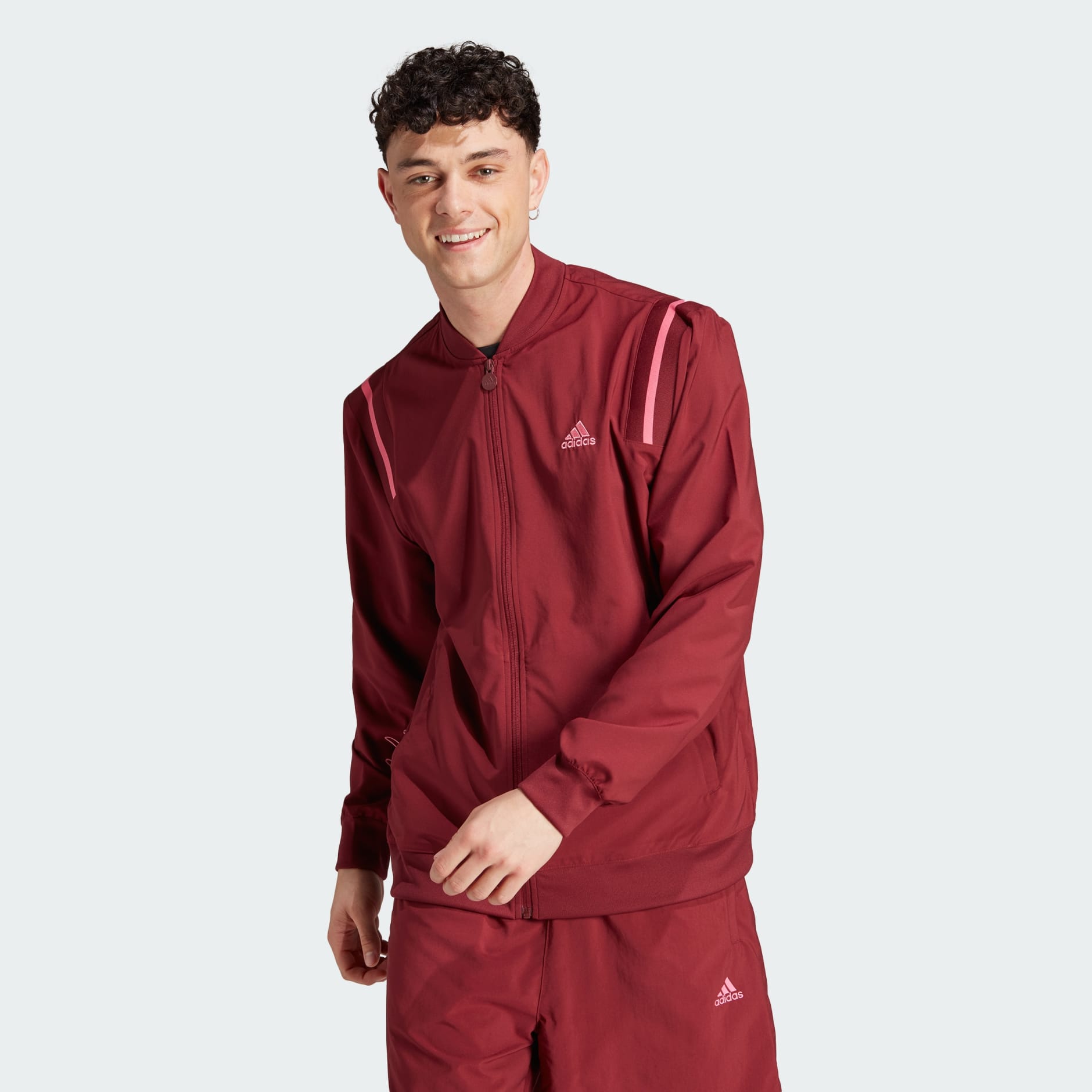 Maroon adidas clearance jacket mens